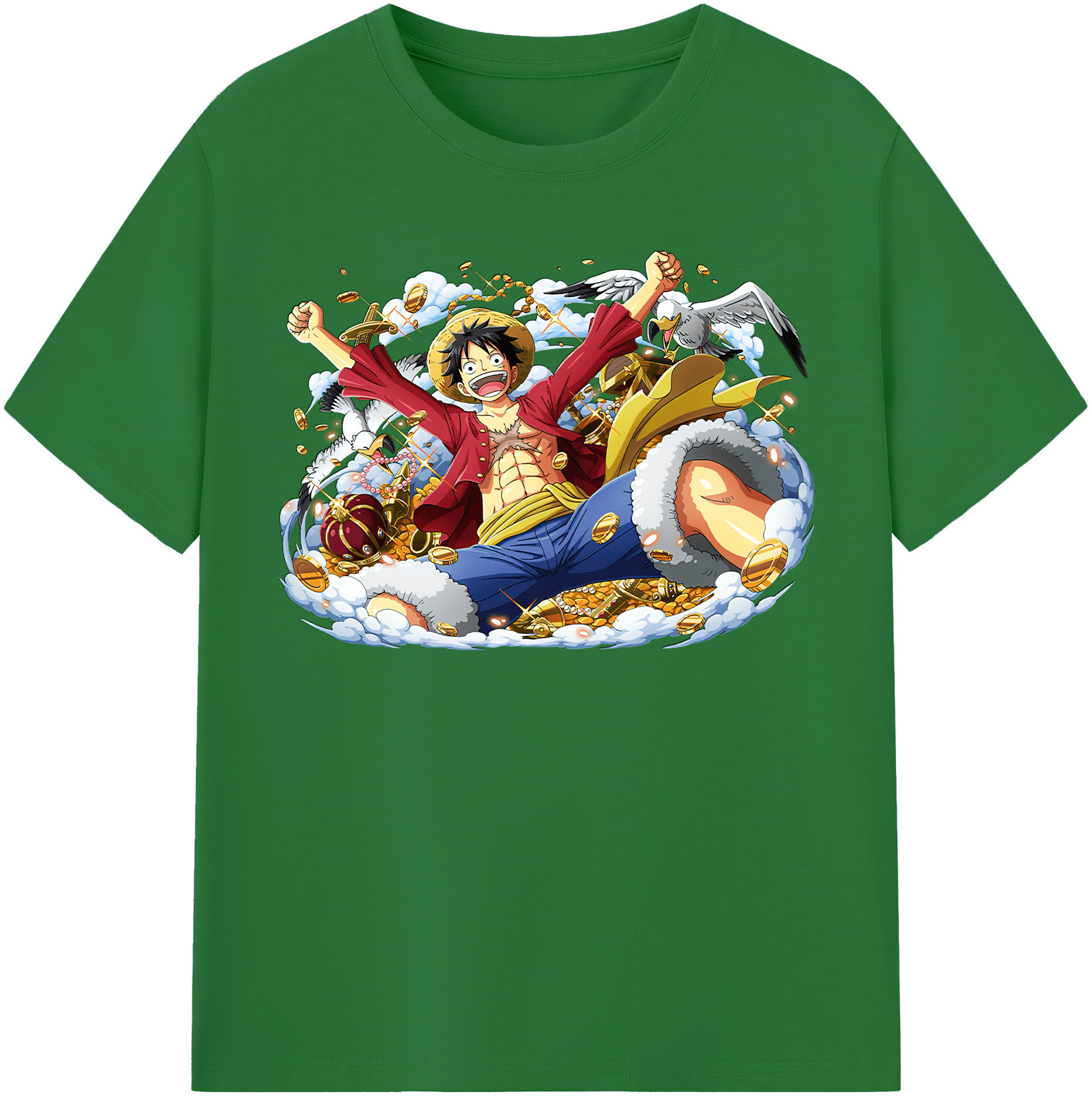 ワンピース モンキー・D・ルフィ ONE PIECE Monkey D. Luffy 綿100％半袖Tシャツ（フロントプリント）