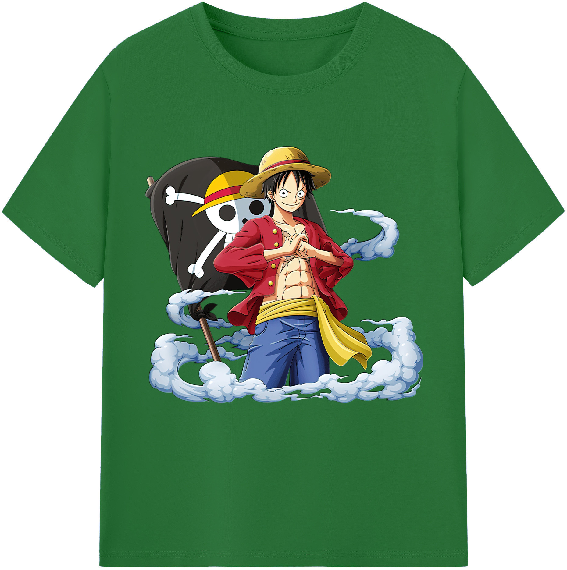 ワンピース モンキー・D・ルフィ ONE PIECE Monkey D. Luffy 綿100％半袖Tシャツ（フロントプリント）