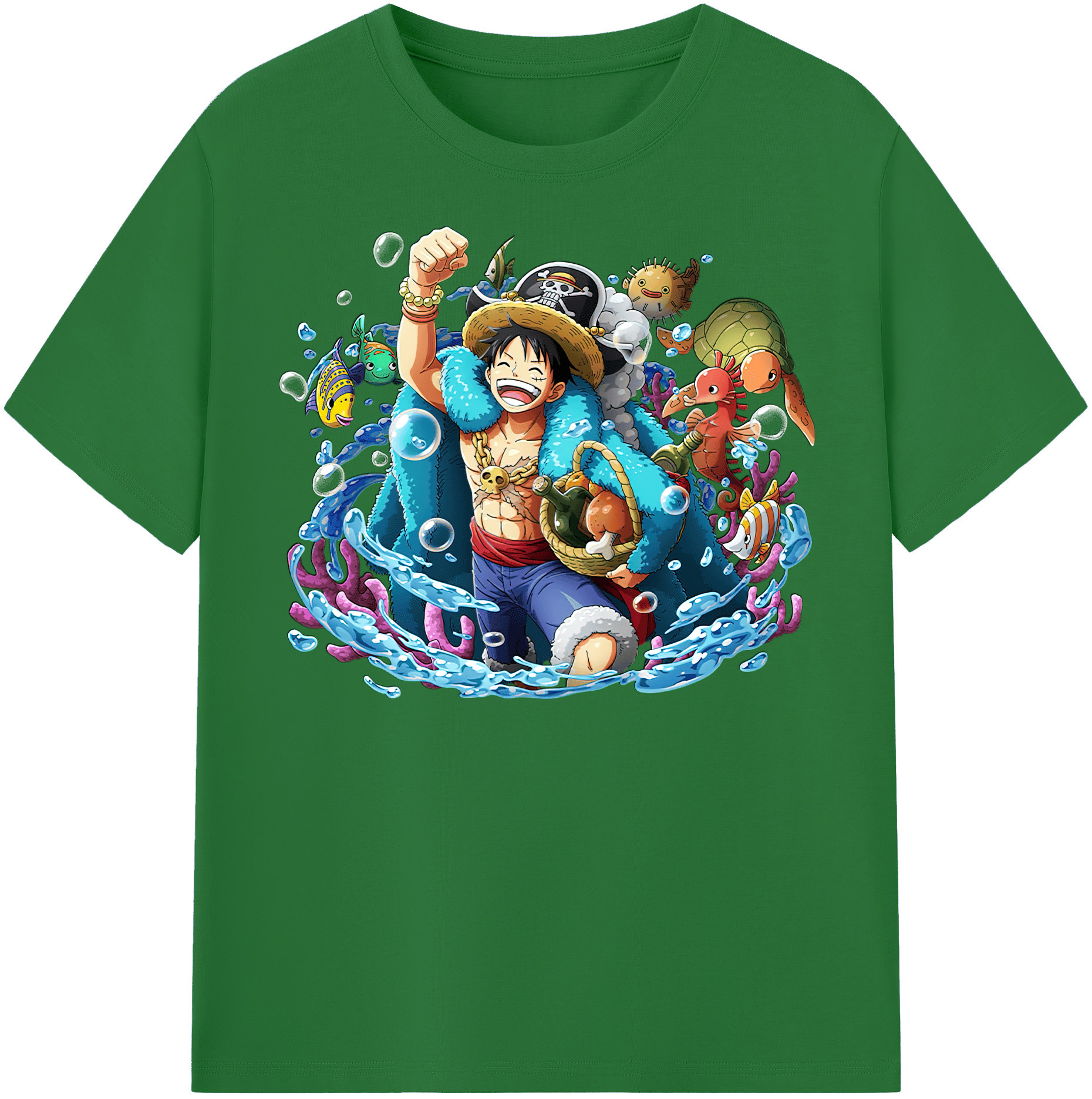 ワンピース モンキー・D・ルフィ ONE PIECE Monkey D. Luffy 綿100％半袖Tシャツ（フロントプリント）