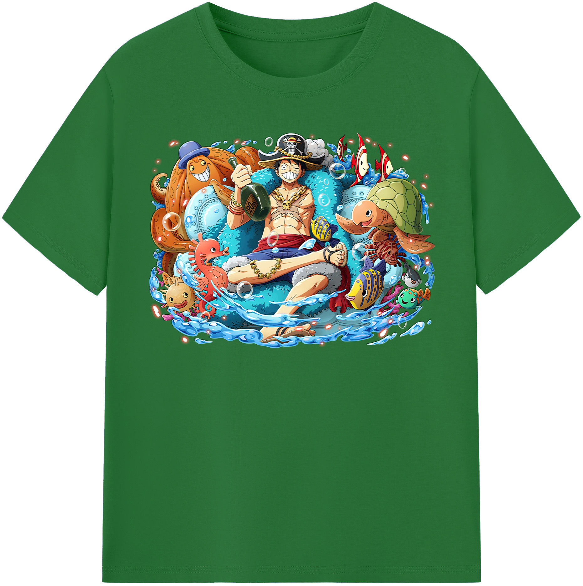ワンピース モンキー・D・ルフィ ONE PIECE Monkey D. Luffy 綿100％半袖Tシャツ（フロントプリント）