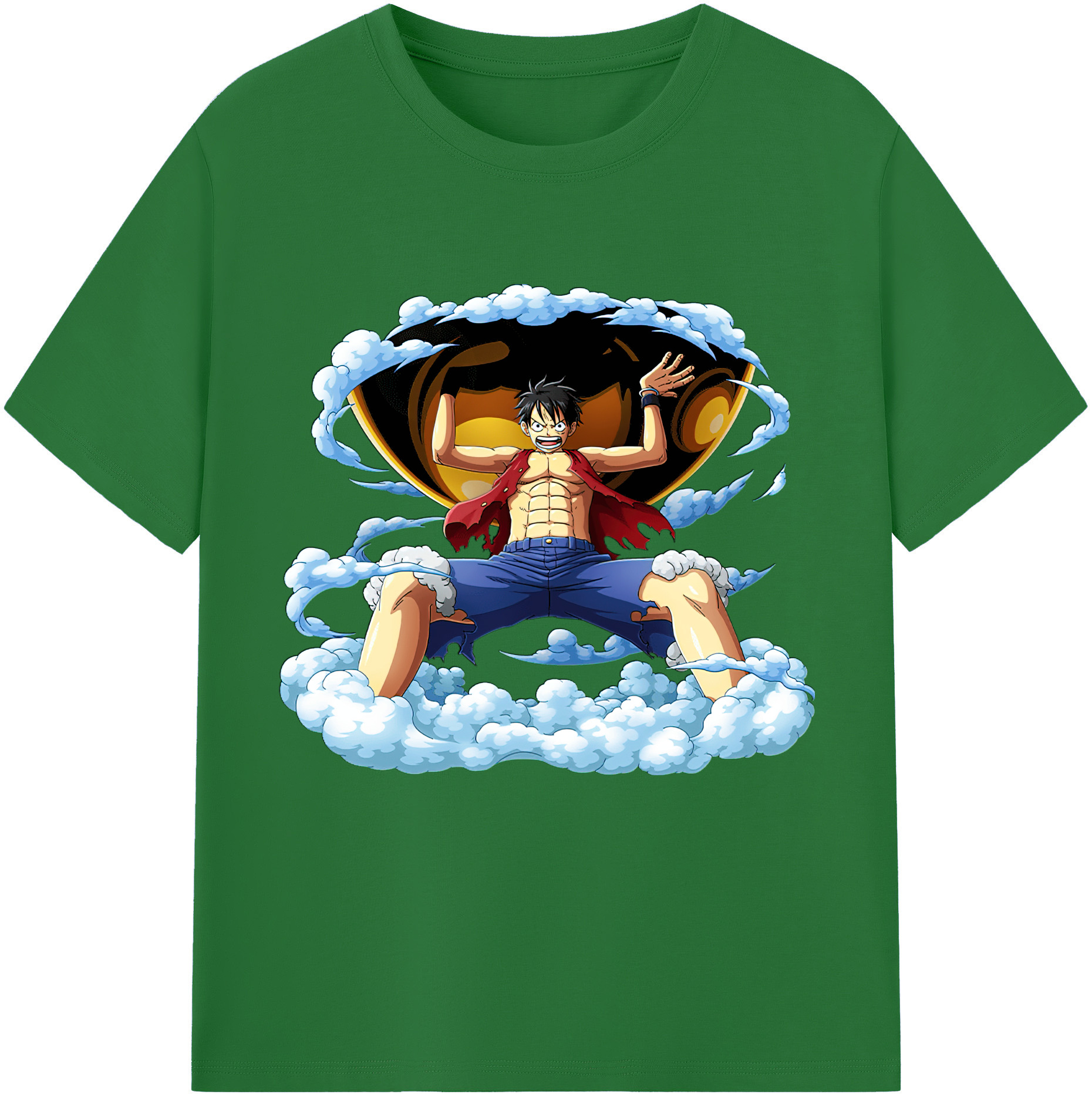 ワンピース モンキー・D・ルフィ ONE PIECE Monkey D. Luffy 綿100％半袖Tシャツ（フロントプリント）