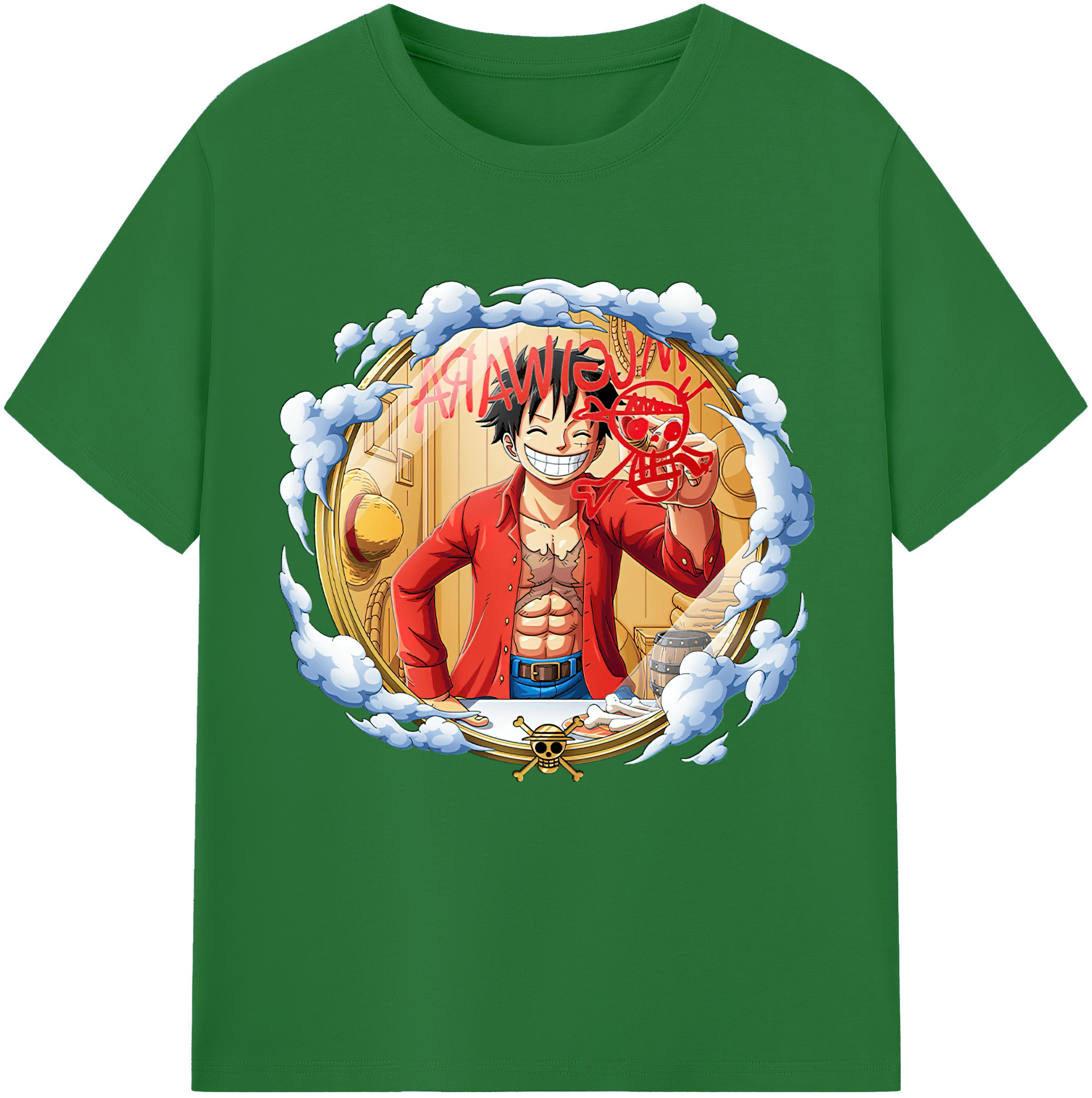 ワンピース モンキー・D・ルフィ ONE PIECE Monkey D. Luffy 綿100％半袖Tシャツ（フロントプリント）