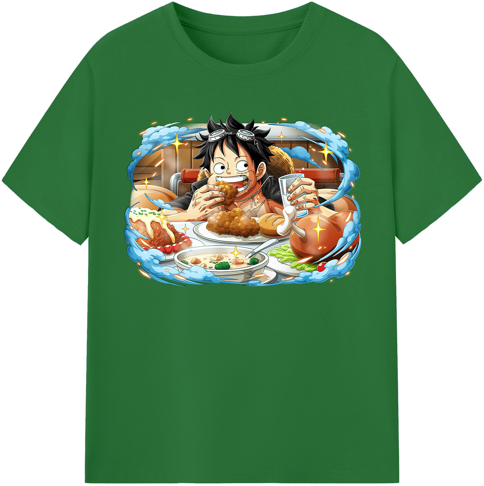 ワンピース モンキー・D・ルフィ ONE PIECE Monkey D. Luffy 綿100％半袖Tシャツ（フロントプリント）