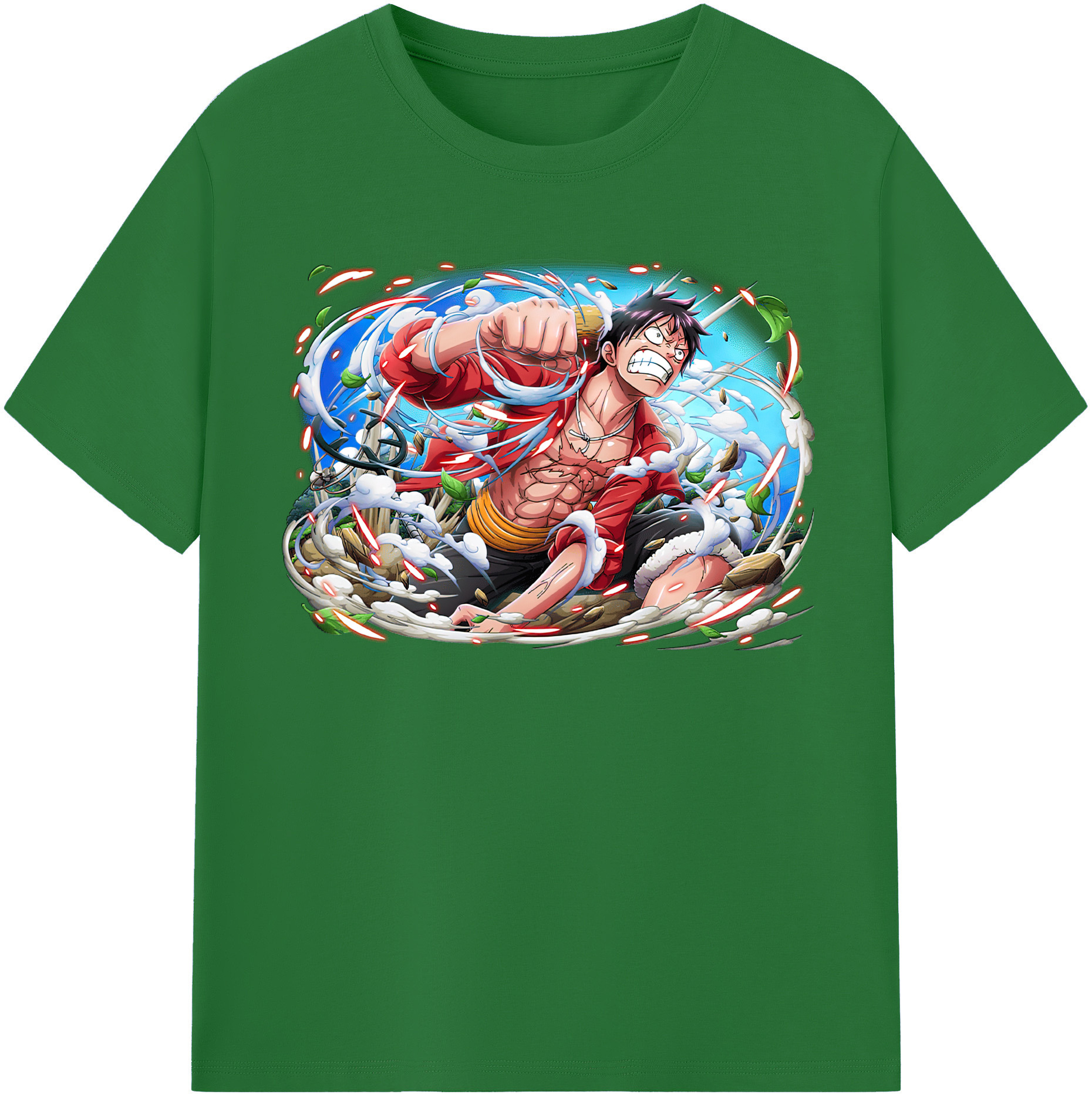 ワンピース モンキー・D・ルフィ ONE PIECE Monkey D. Luffy 綿100％半袖Tシャツ（フロントプリント）
