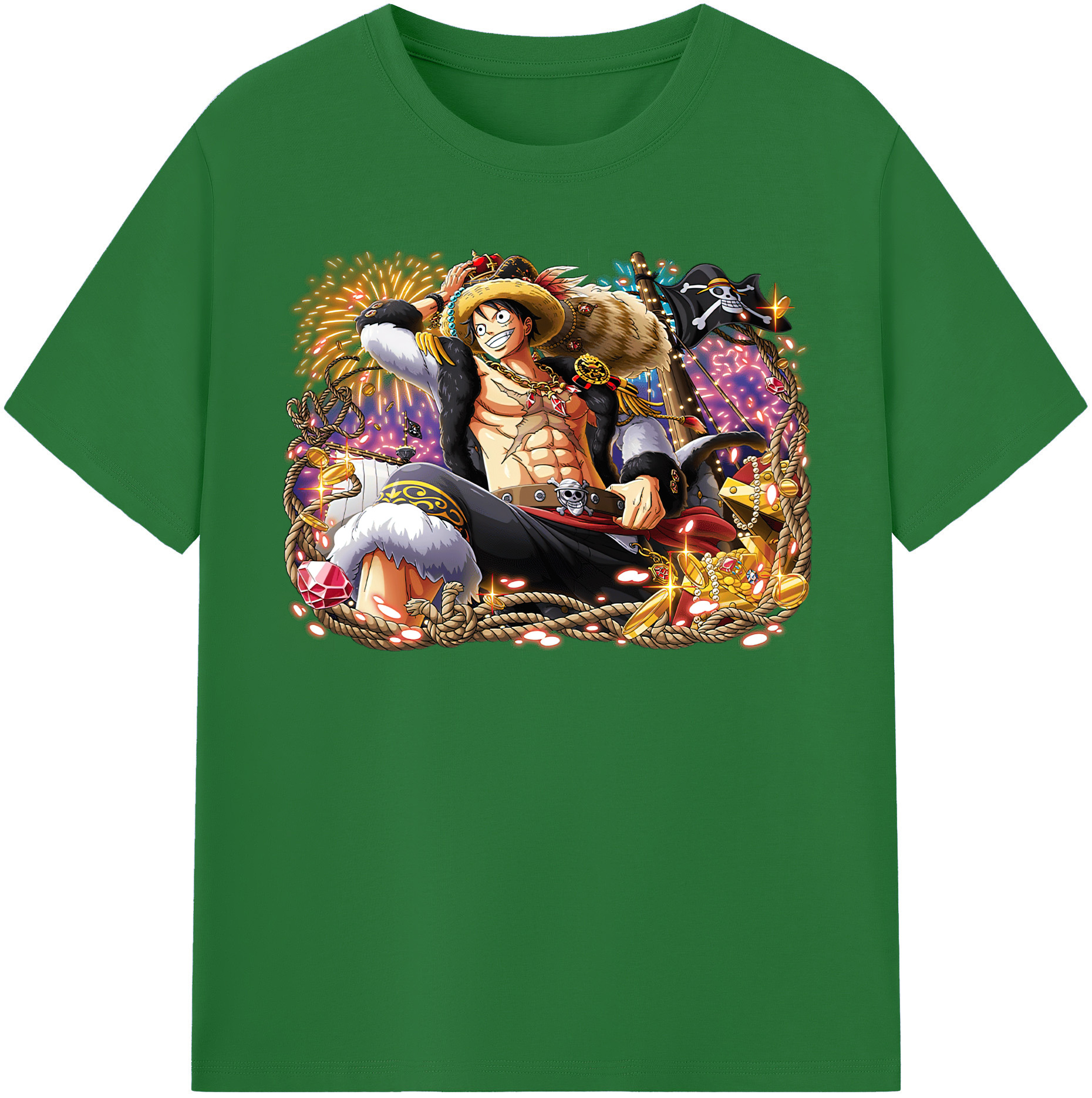 ワンピース モンキー・D・ルフィ ONE PIECE Monkey D. Luffy 綿100％半袖Tシャツ（フロントプリント）