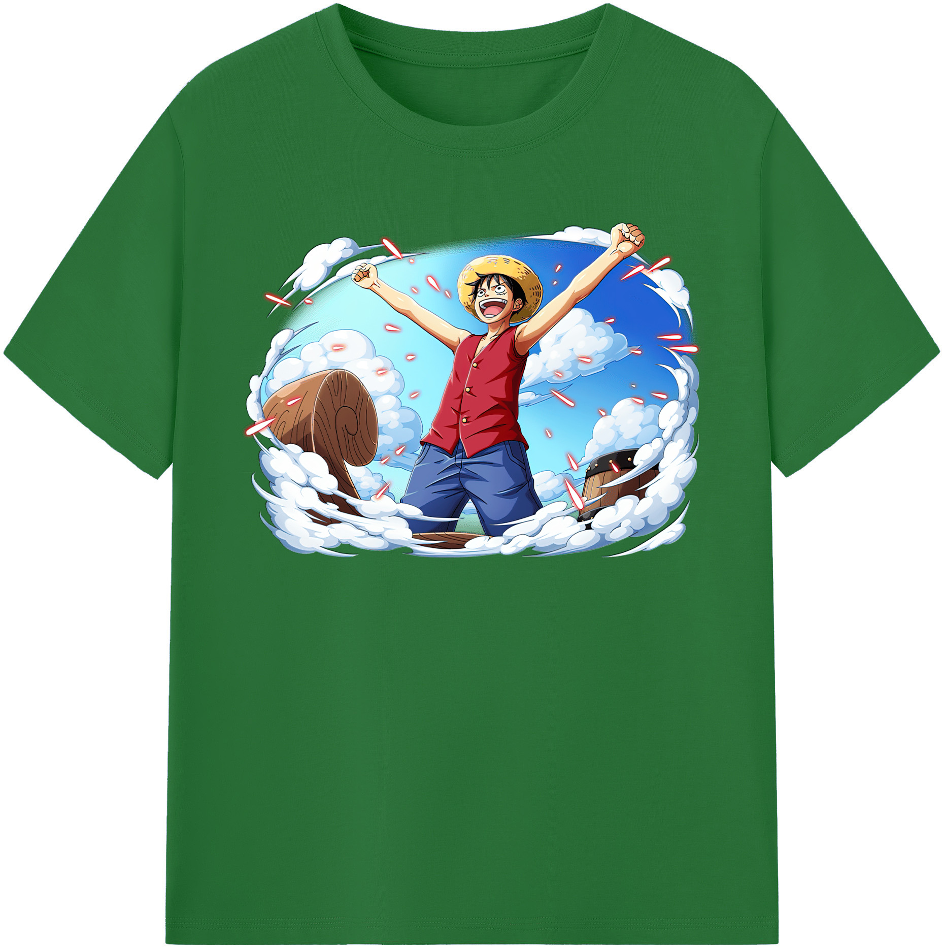 ワンピース モンキー・D・ルフィ ONE PIECE Monkey D. Luffy 綿100％半袖Tシャツ（フロントプリント）