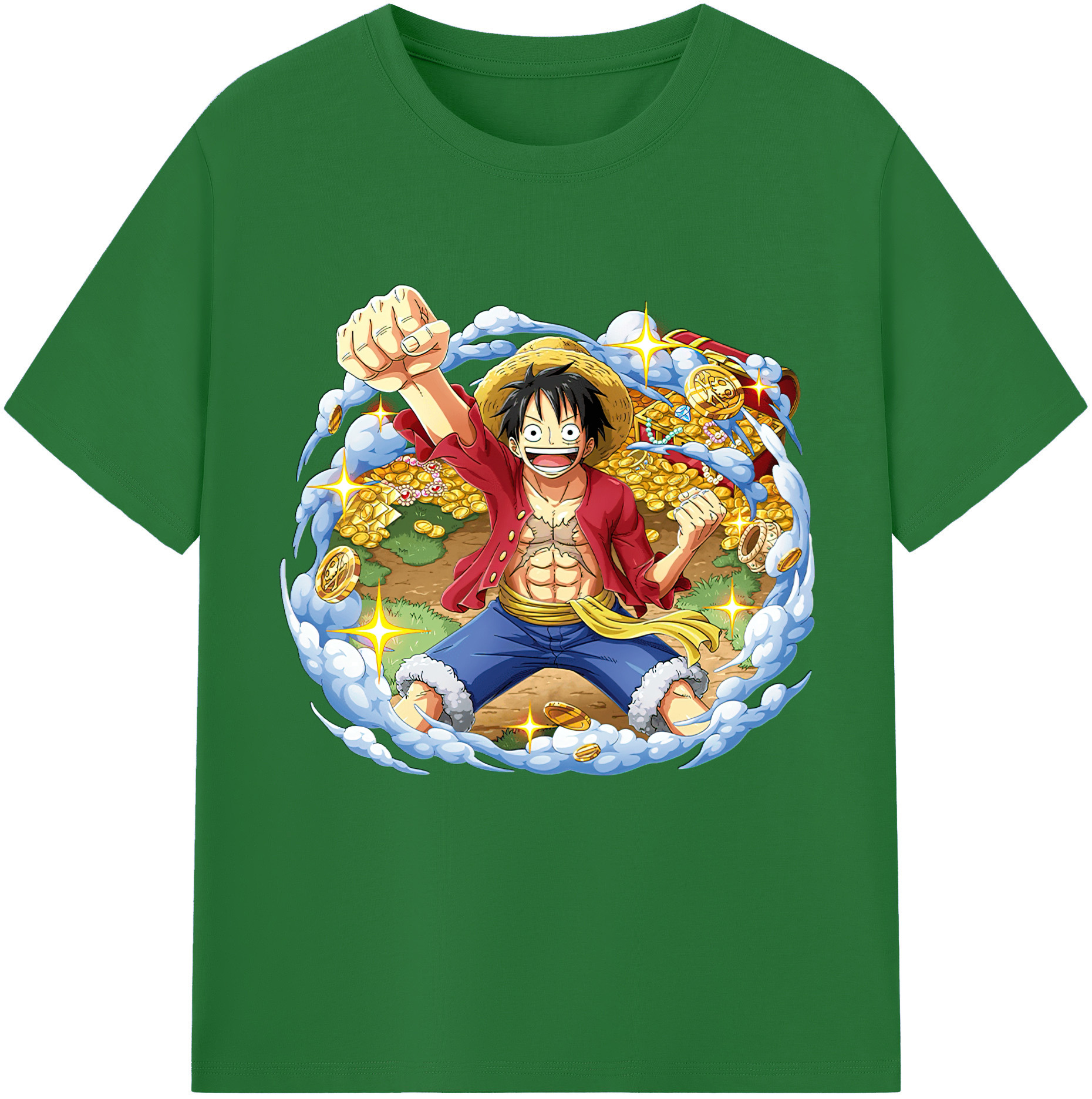 ワンピース モンキー・D・ルフィ ONE PIECE Monkey D. Luffy 綿100％半袖Tシャツ（フロントプリント）