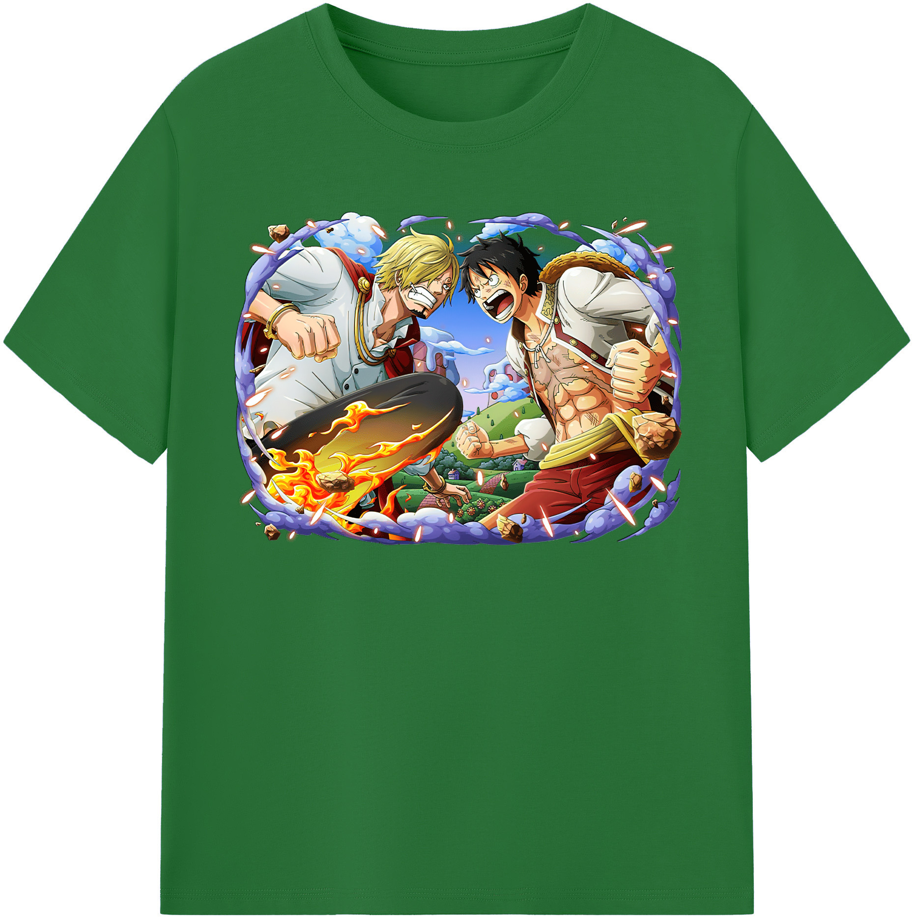 ワンピース モンキー・D・ルフィ ONE PIECE Monkey D. Luffy 綿100％半袖Tシャツ（フロントプリント）