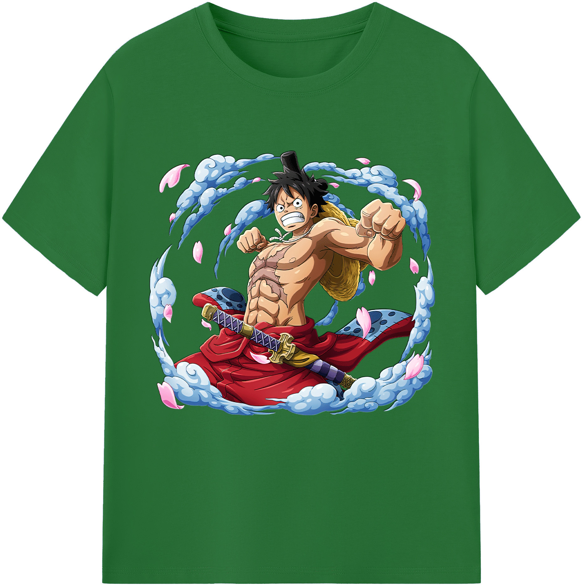 ワンピース モンキー・D・ルフィ ONE PIECE Monkey D. Luffy 綿100％半袖Tシャツ（フロントプリント）