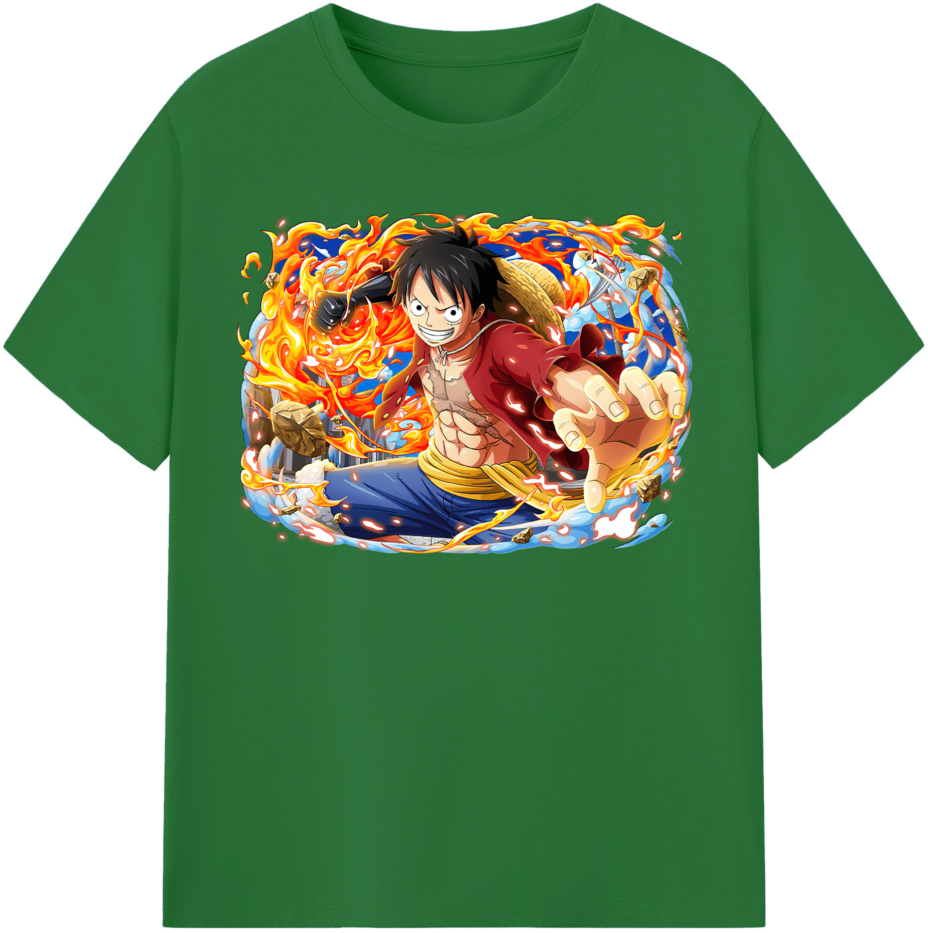 ワンピース モンキー・D・ルフィ ONE PIECE Monkey D. Luffy 綿100％半袖Tシャツ（フロントプリント）