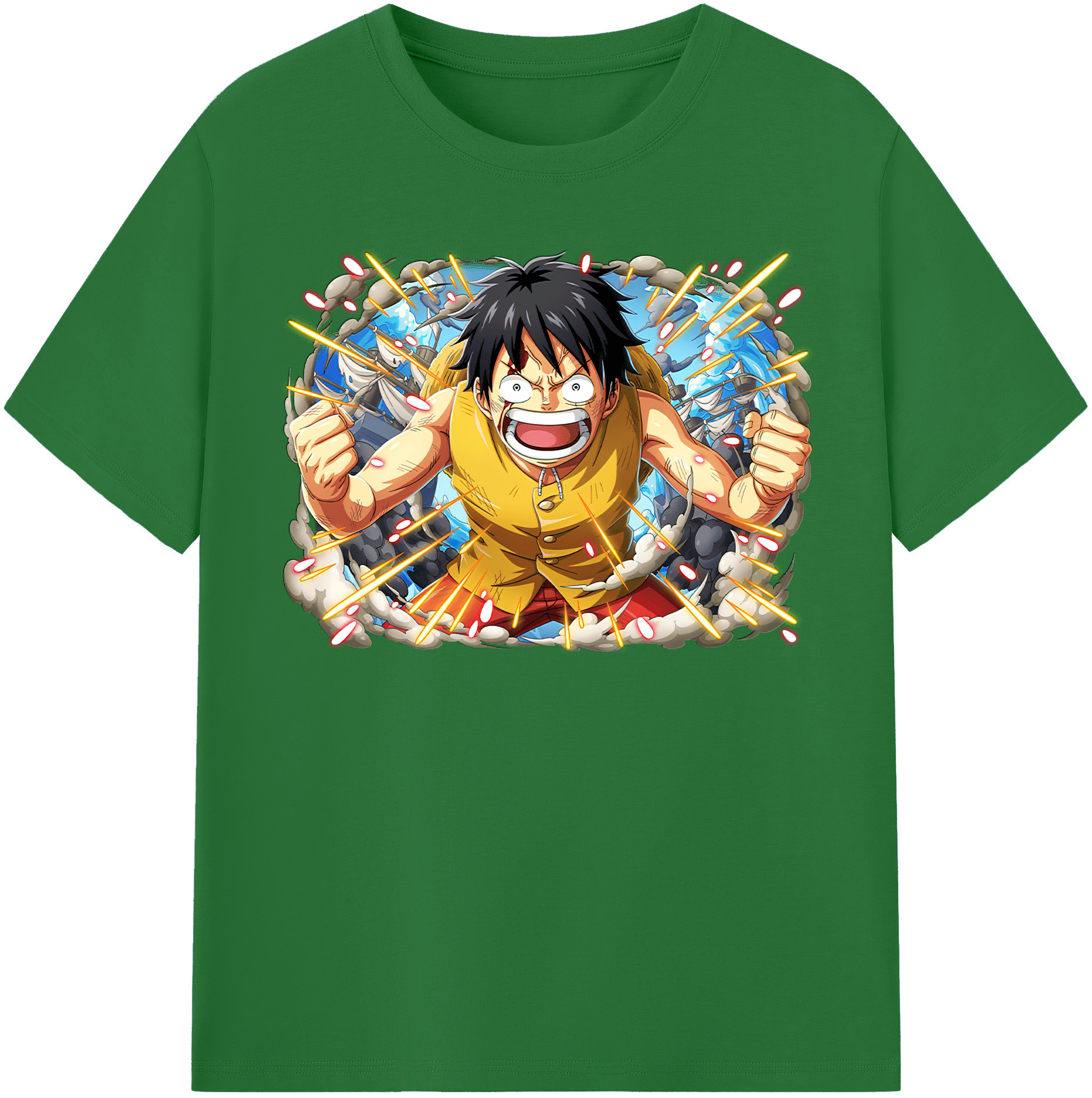 ワンピース モンキー・D・ルフィ ONE PIECE Monkey D. Luffy 綿100％半袖Tシャツ（フロントプリント）