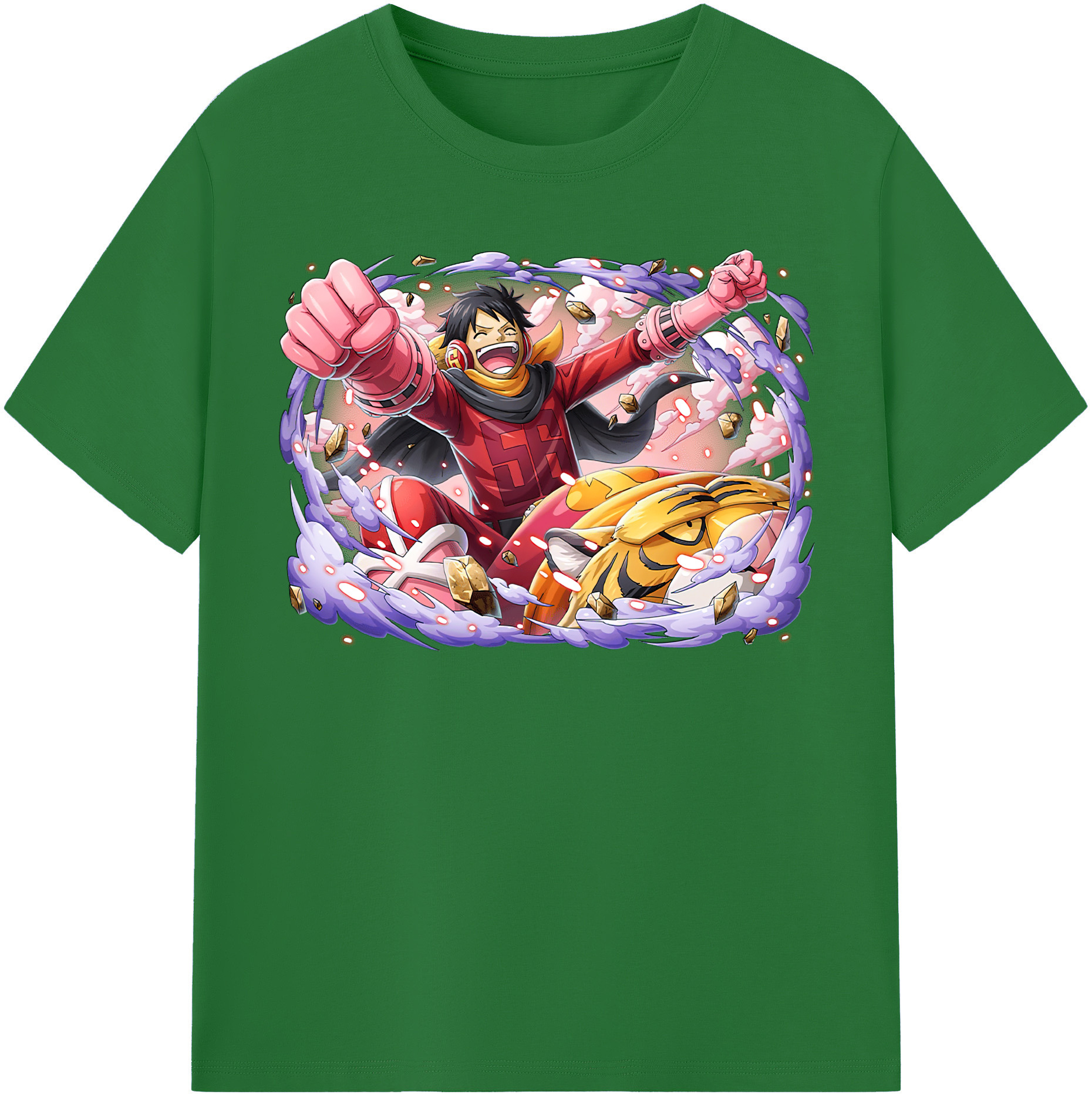 ワンピース モンキー・D・ルフィ ONE PIECE Monkey D. Luffy 綿100％半袖Tシャツ（フロントプリント）