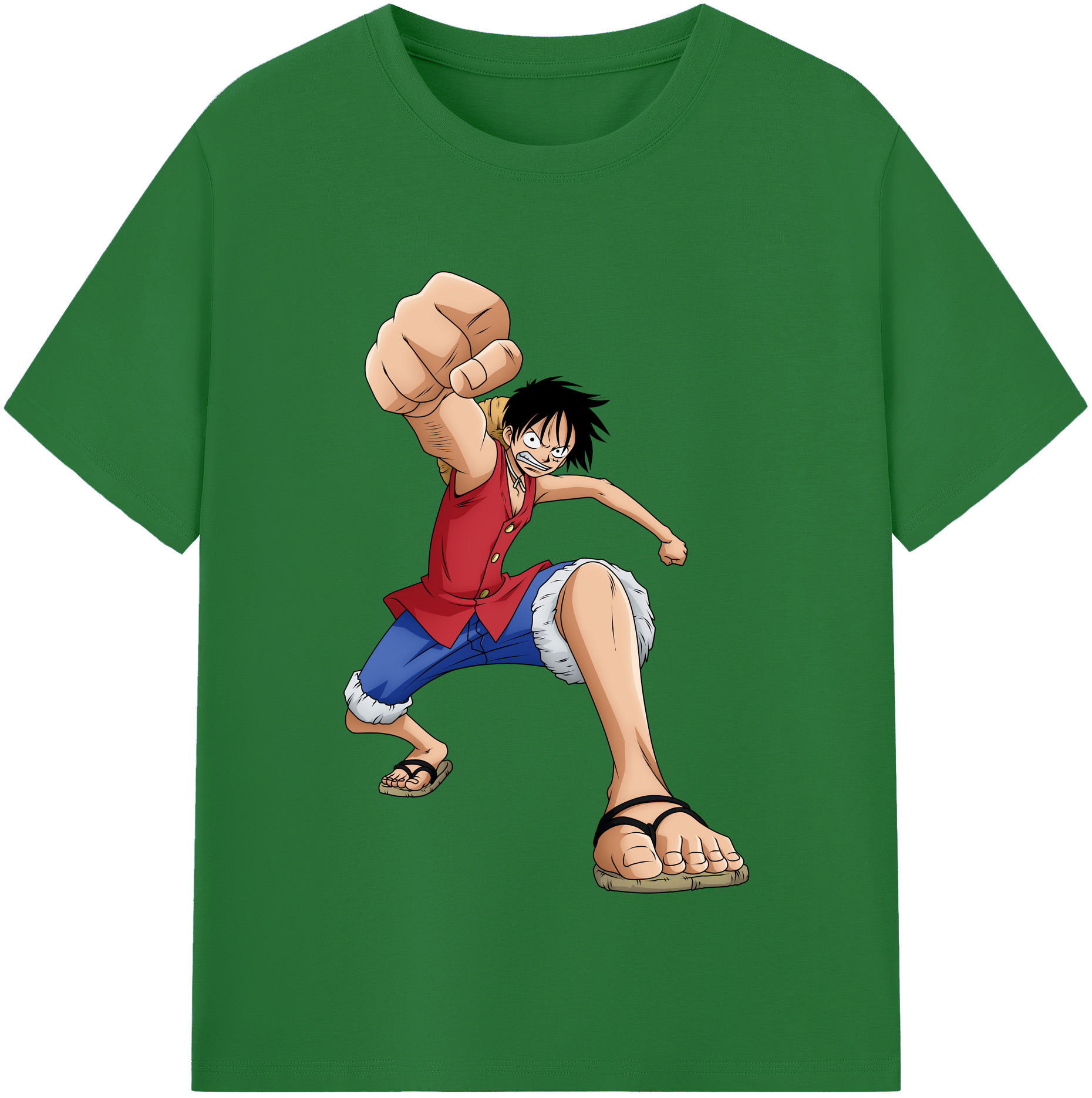ワンピース モンキー・D・ルフィ ONE PIECE Monkey D. Luffy 綿100％半袖Tシャツ（フロントプリント）
