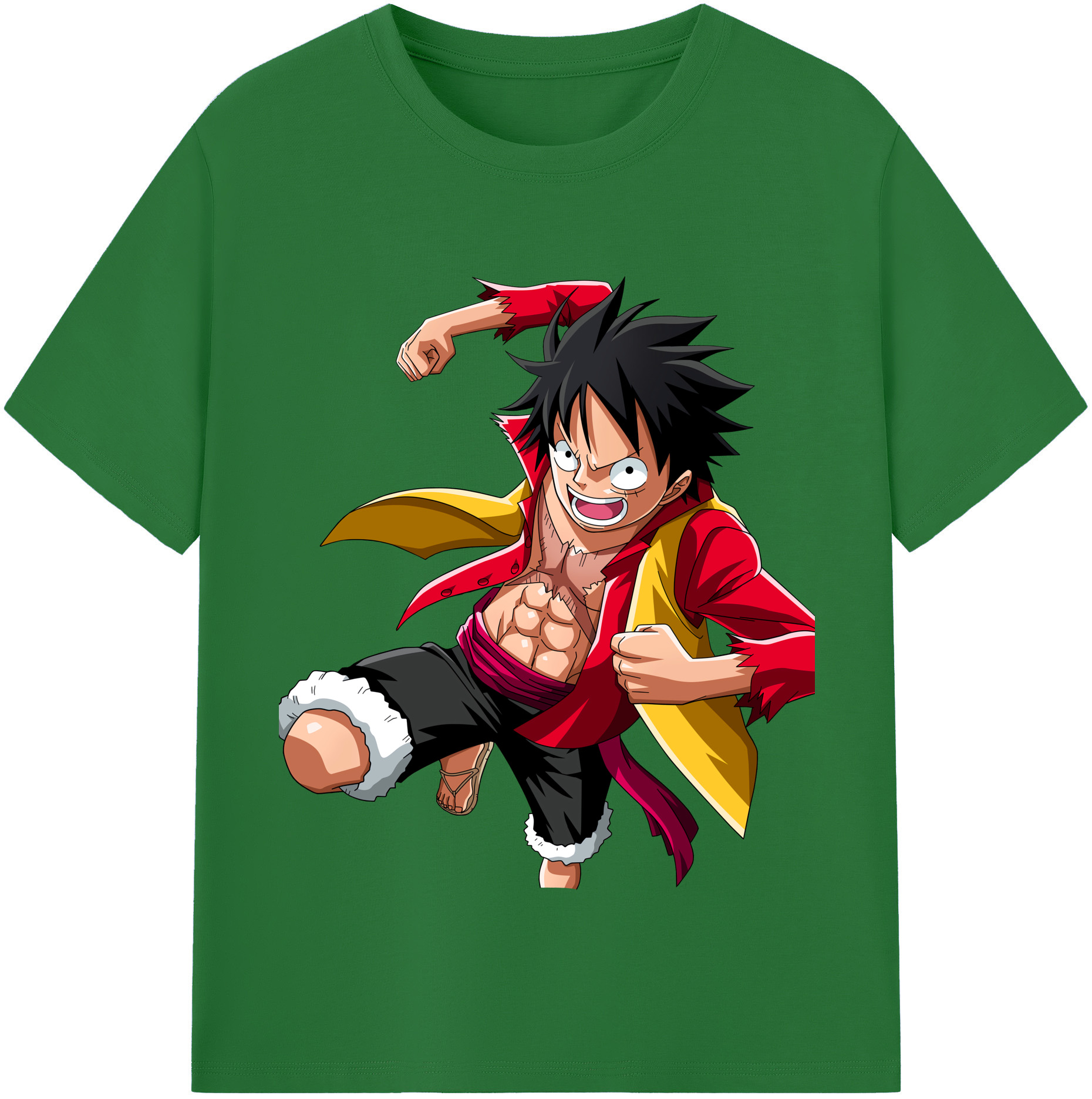 ワンピース モンキー・D・ルフィ ONE PIECE Monkey D. Luffy 綿100％半袖Tシャツ（フロントプリント）