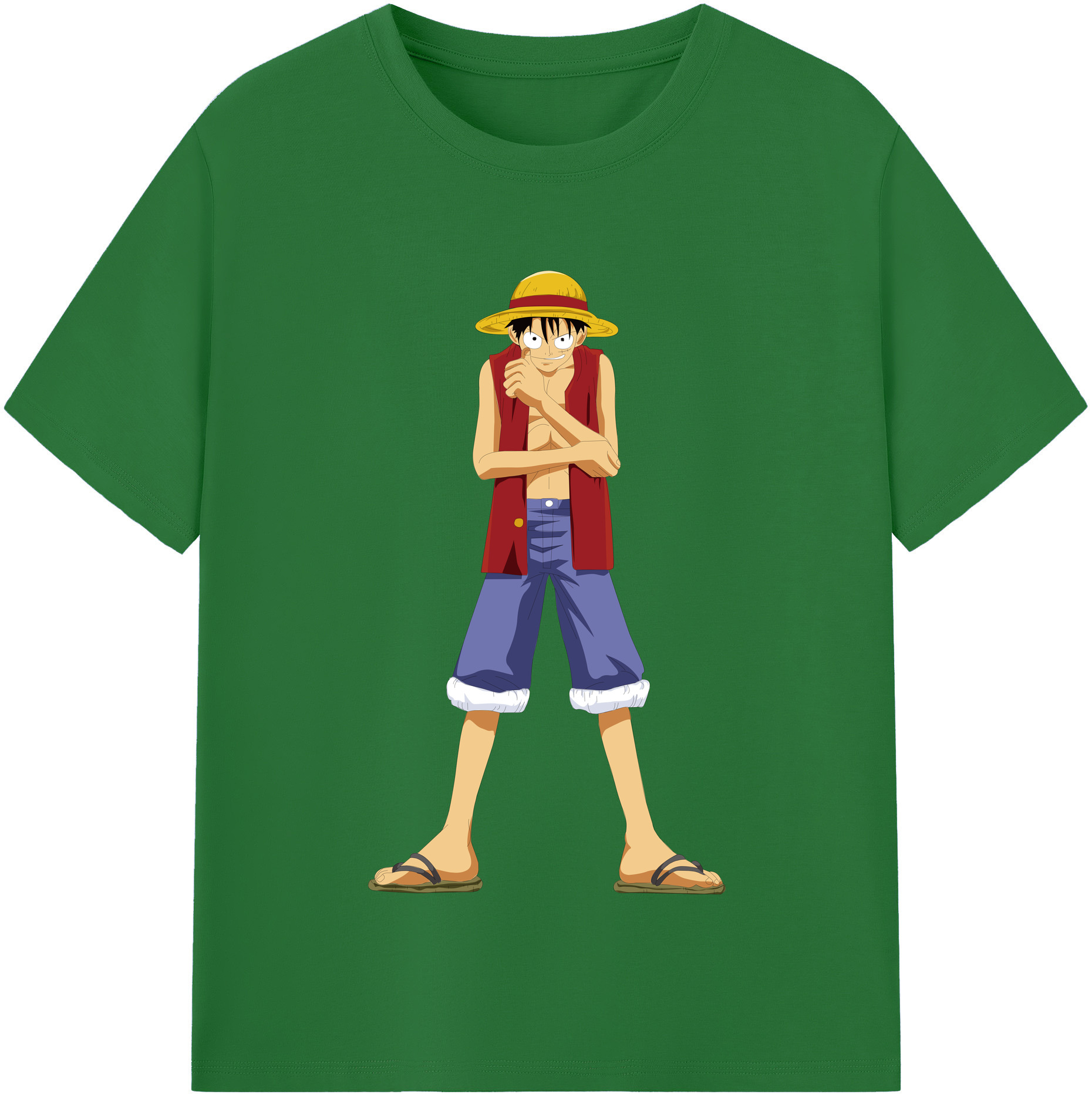 ワンピース モンキー・D・ルフィ ONE PIECE Monkey D. Luffy 綿100％半袖Tシャツ（フロントプリント）