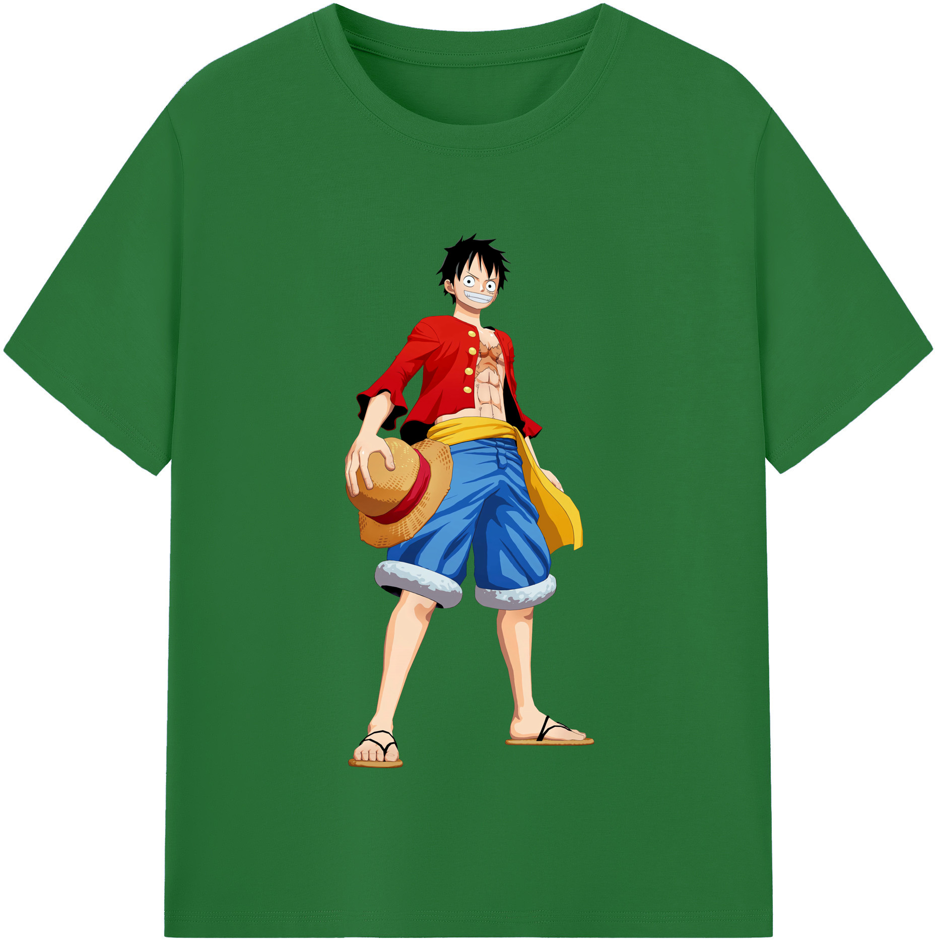 ワンピース モンキー・D・ルフィ ONE PIECE Monkey D. Luffy 綿100％半袖Tシャツ（フロントプリント）