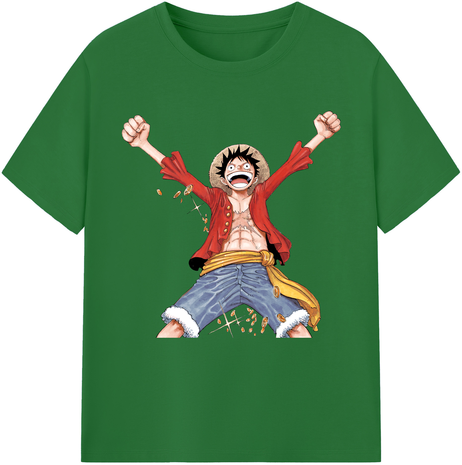 ワンピース モンキー・D・ルフィ ONE PIECE Monkey D. Luffy 綿100％半袖Tシャツ（フロントプリント）