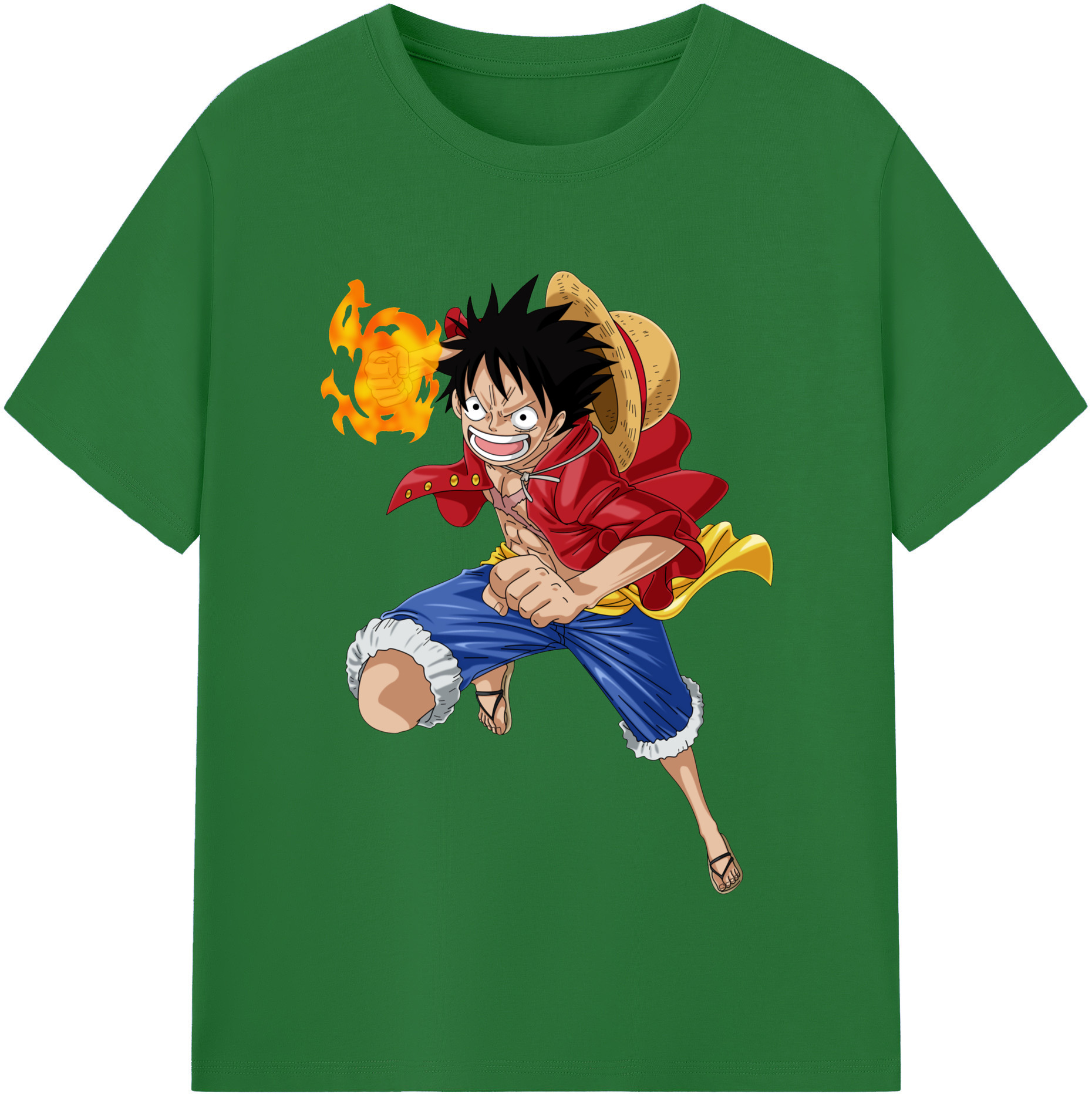 ワンピース モンキー・D・ルフィ ONE PIECE Monkey D. Luffy 綿100％半袖Tシャツ（フロントプリント）