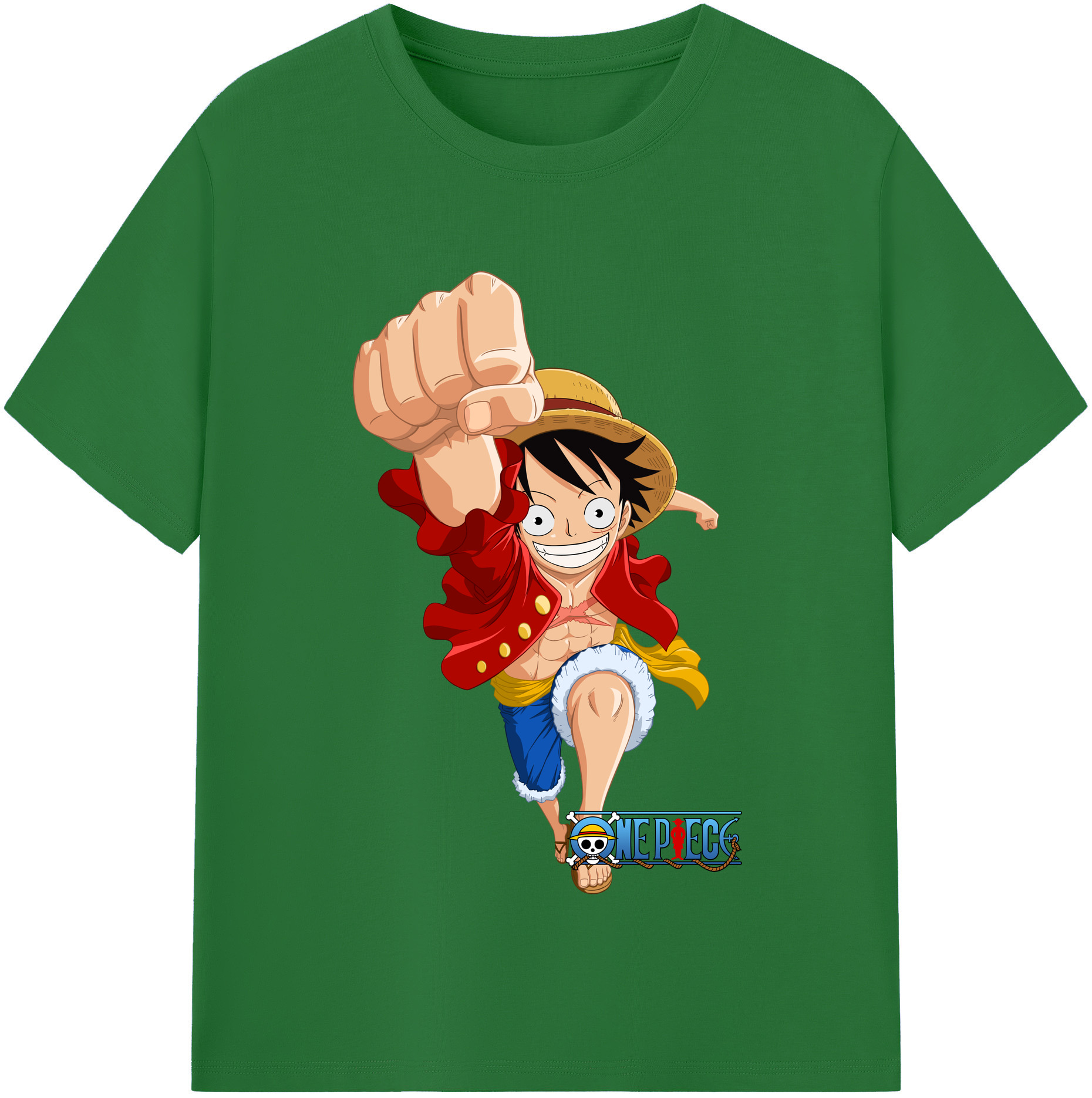 ワンピース モンキー・D・ルフィ ONE PIECE Monkey D. Luffy 綿100％半袖Tシャツ（フロントプリント）
