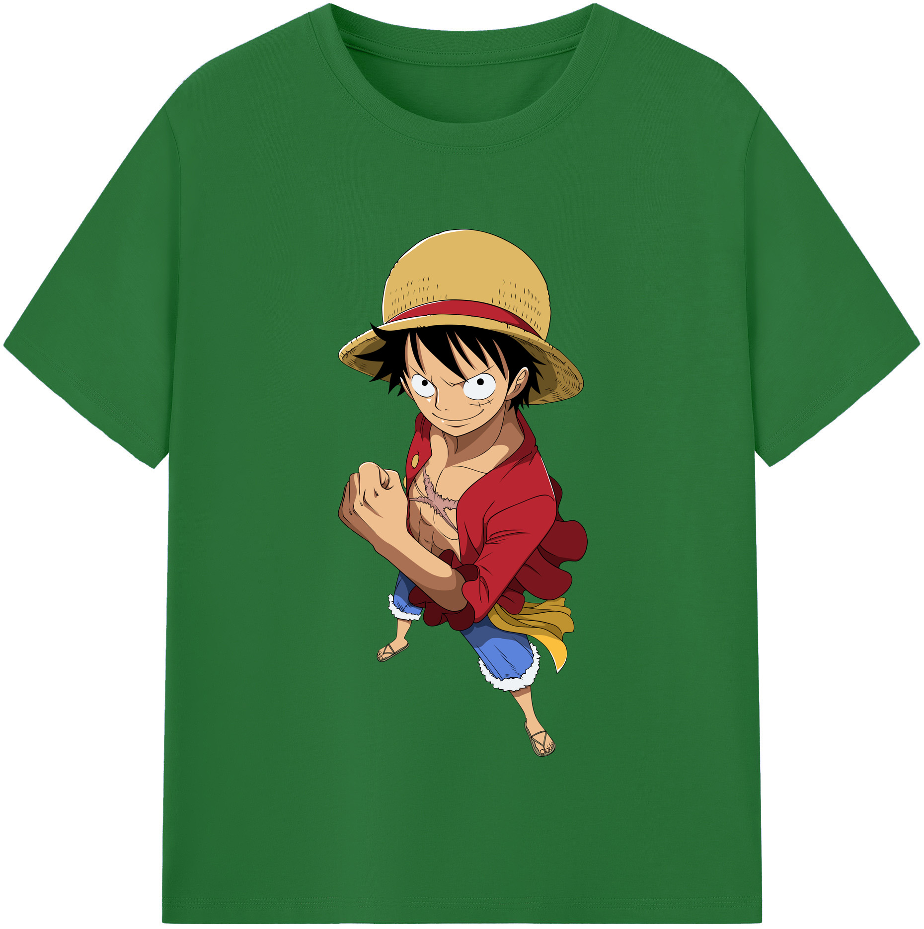 ワンピース モンキー・D・ルフィ ONE PIECE Monkey D. Luffy 綿100％半袖Tシャツ（フロントプリント）