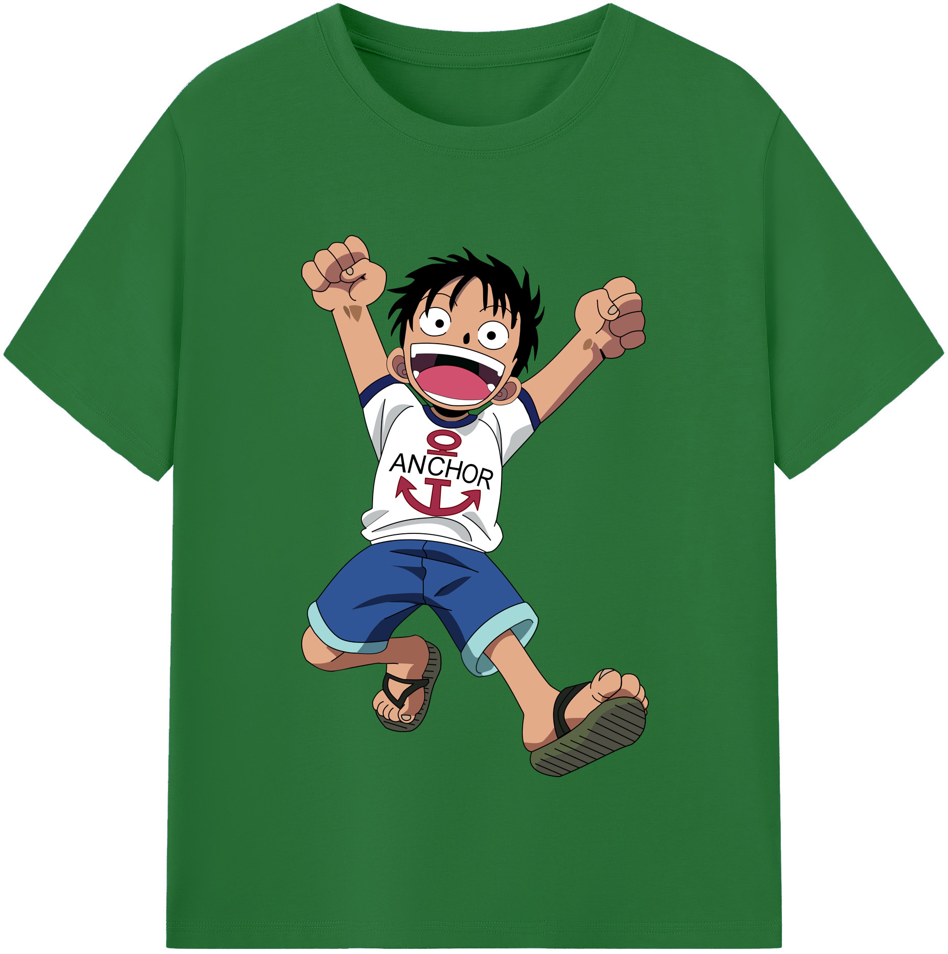 ワンピース モンキー・D・ルフィ ONE PIECE Monkey D. Luffy 綿100％半袖Tシャツ（フロントプリント）