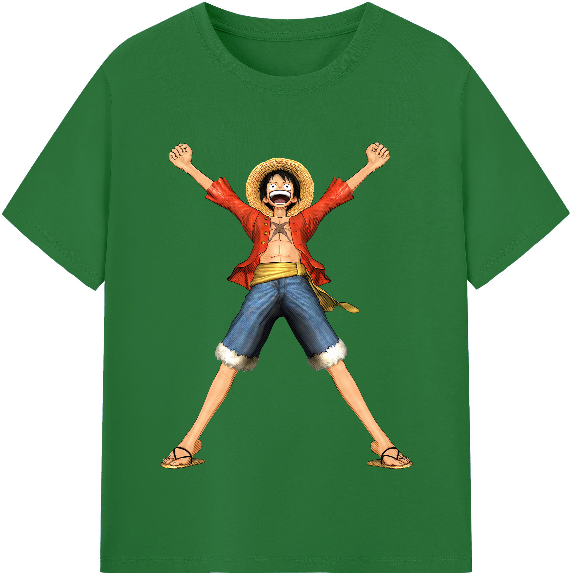 ワンピース モンキー・D・ルフィ ONE PIECE Monkey D. Luffy 綿100％半袖Tシャツ（フロントプリント）