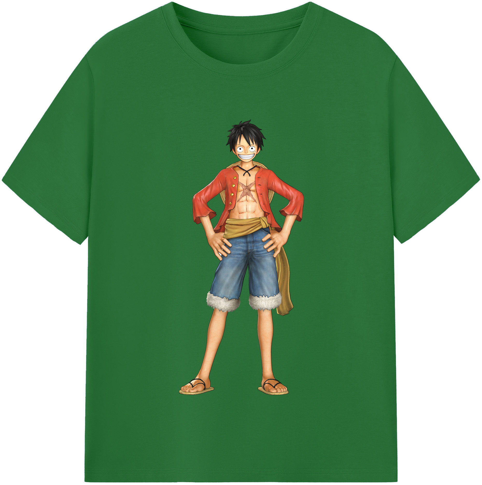 ワンピース モンキー・D・ルフィ ONE PIECE Monkey D. Luffy 綿100％半袖Tシャツ（フロントプリント）