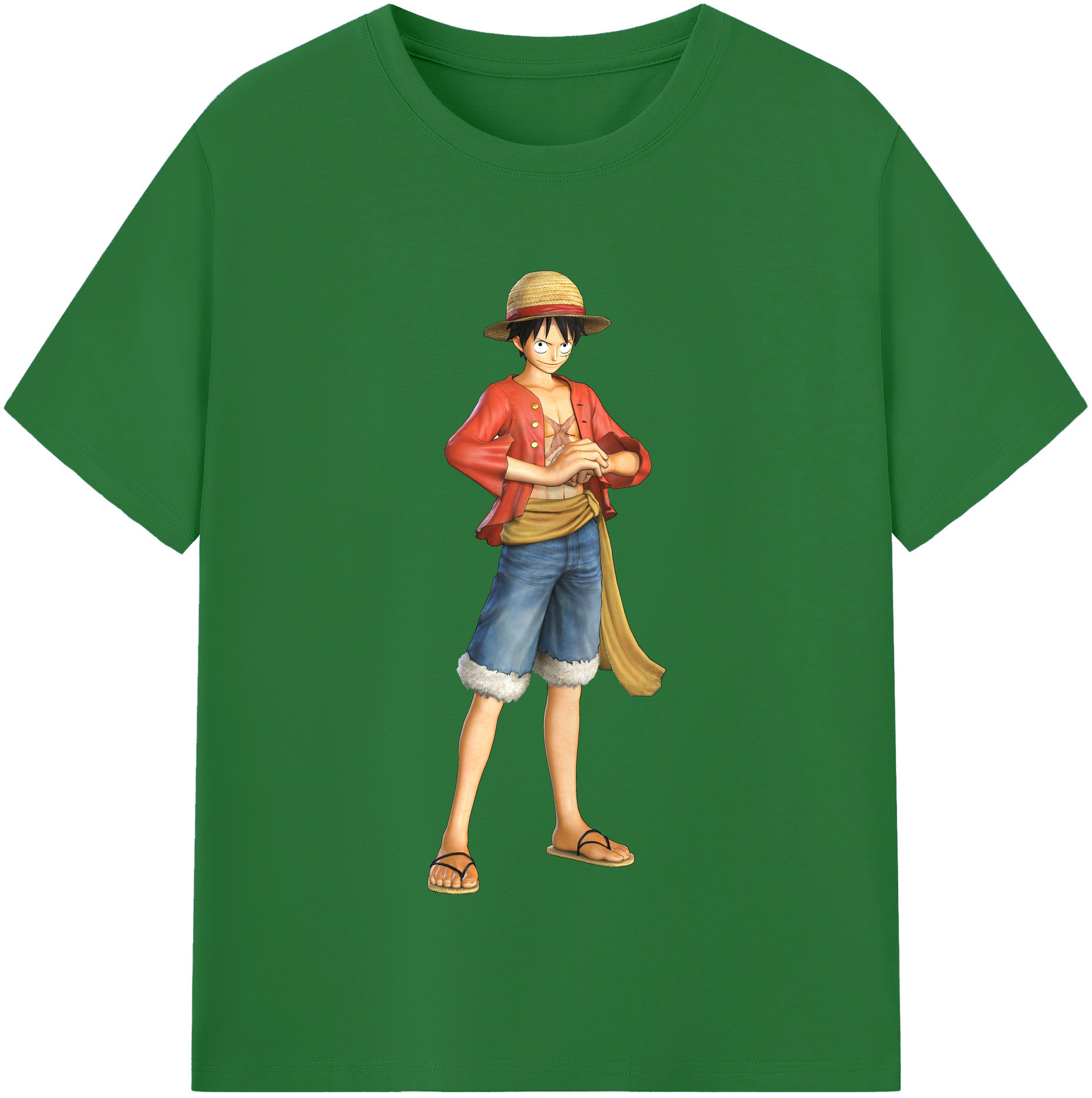 ワンピース モンキー・D・ルフィ ONE PIECE Monkey D. Luffy 綿100％半袖Tシャツ（フロントプリント）