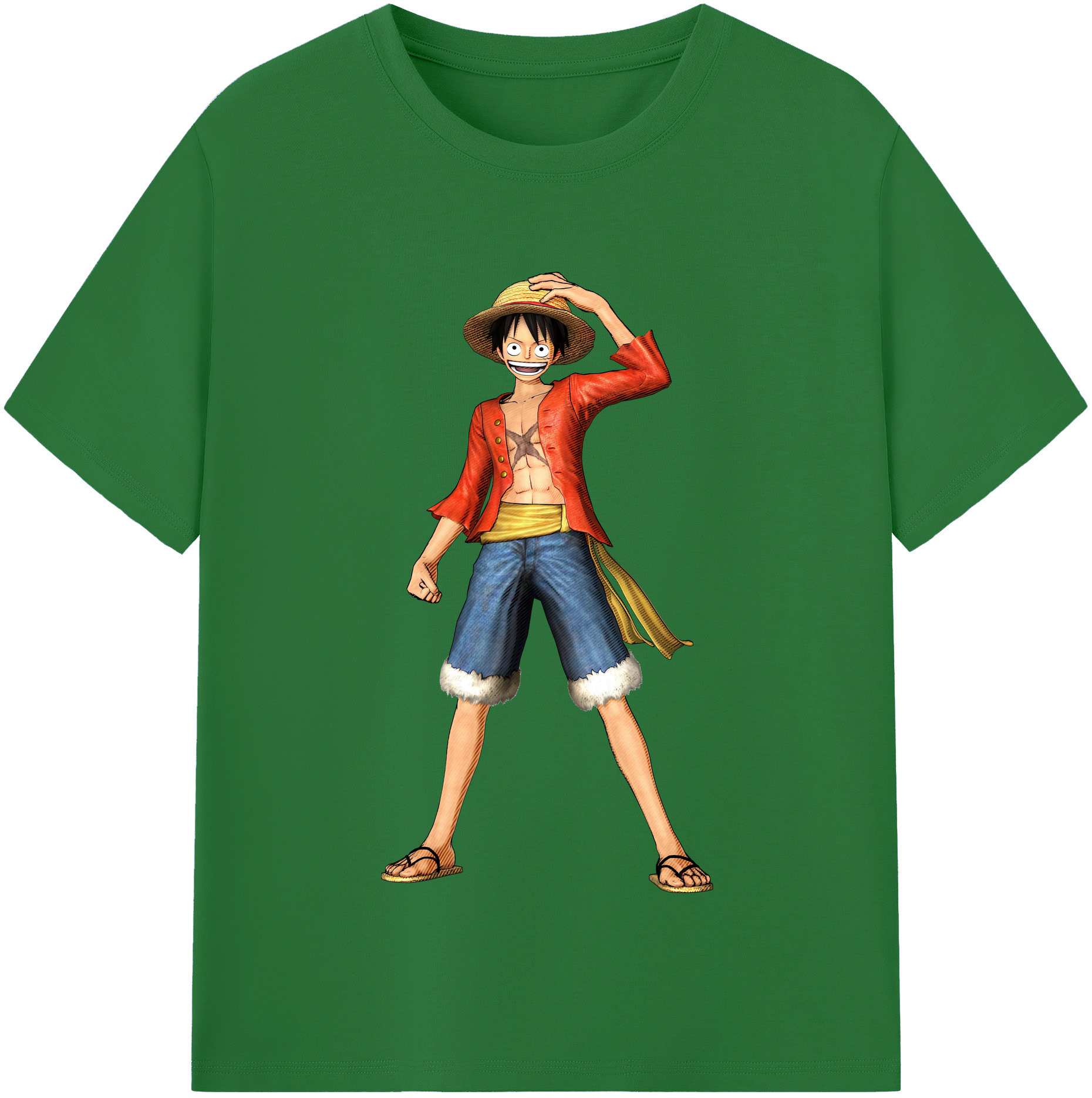 ワンピース モンキー・D・ルフィ ONE PIECE Monkey D. Luffy 綿100％半袖Tシャツ（フロントプリント）
