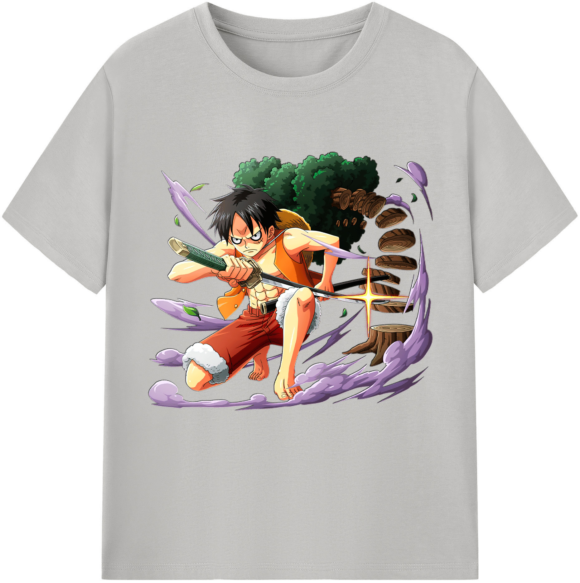 ワンピース モンキー・D・ルフィ ONE PIECE Monkey D. Luffy 綿100％半袖Tシャツ（フロントプリント）