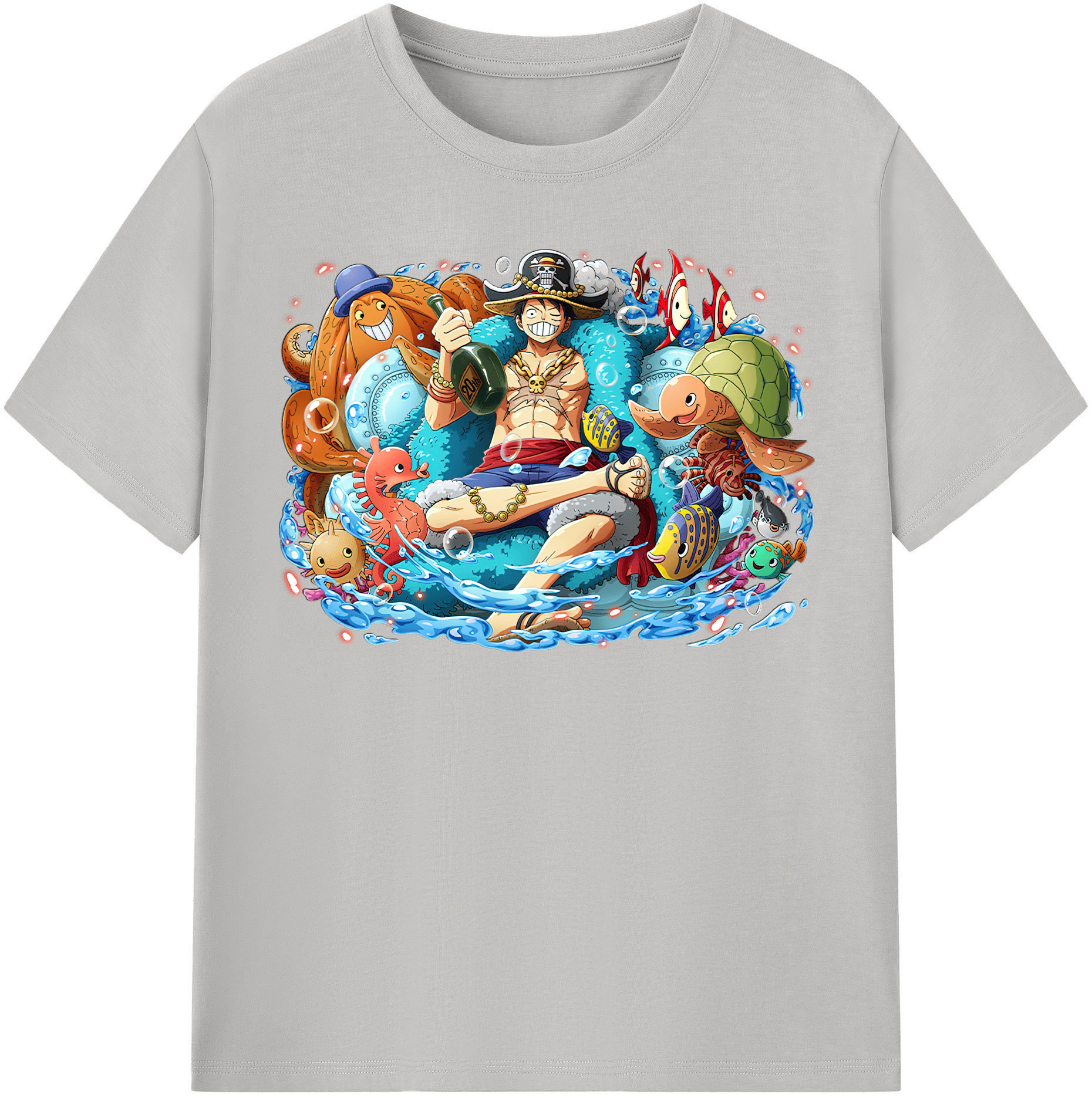 ワンピース モンキー・D・ルフィ ONE PIECE Monkey D. Luffy 綿100％半袖Tシャツ（フロントプリント）