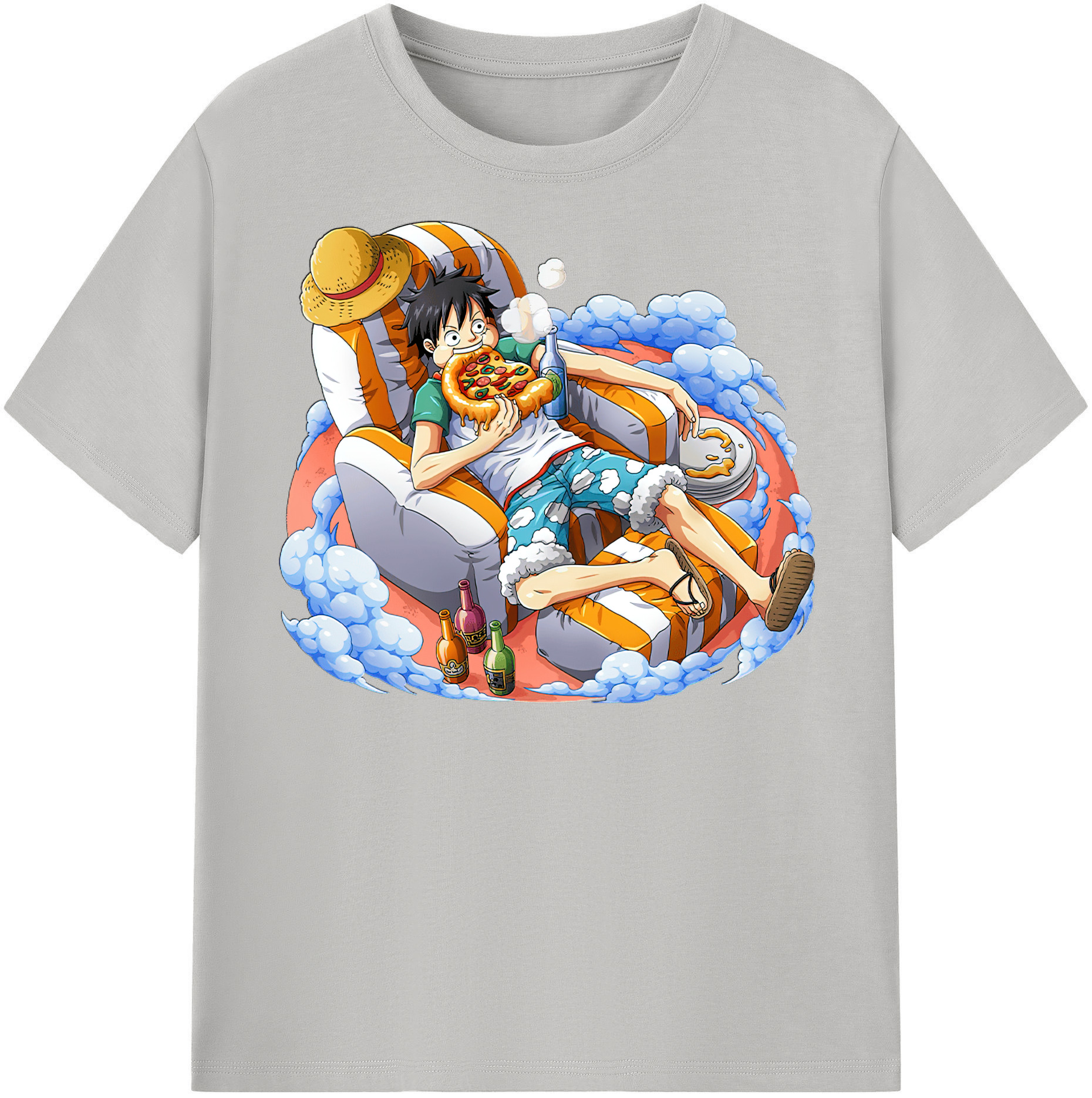 ワンピース モンキー・D・ルフィ ONE PIECE Monkey D. Luffy 綿100％半袖Tシャツ（フロントプリント）