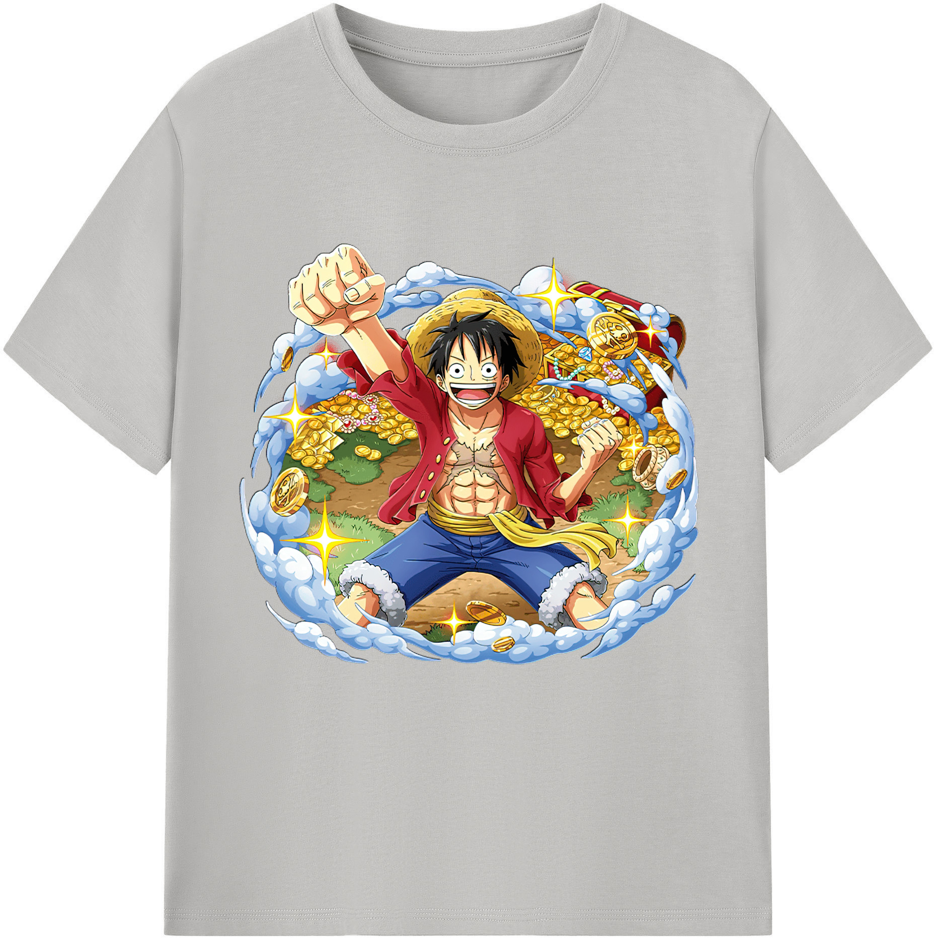 ワンピース モンキー・D・ルフィ ONE PIECE Monkey D. Luffy 綿100％半袖Tシャツ（フロントプリント）