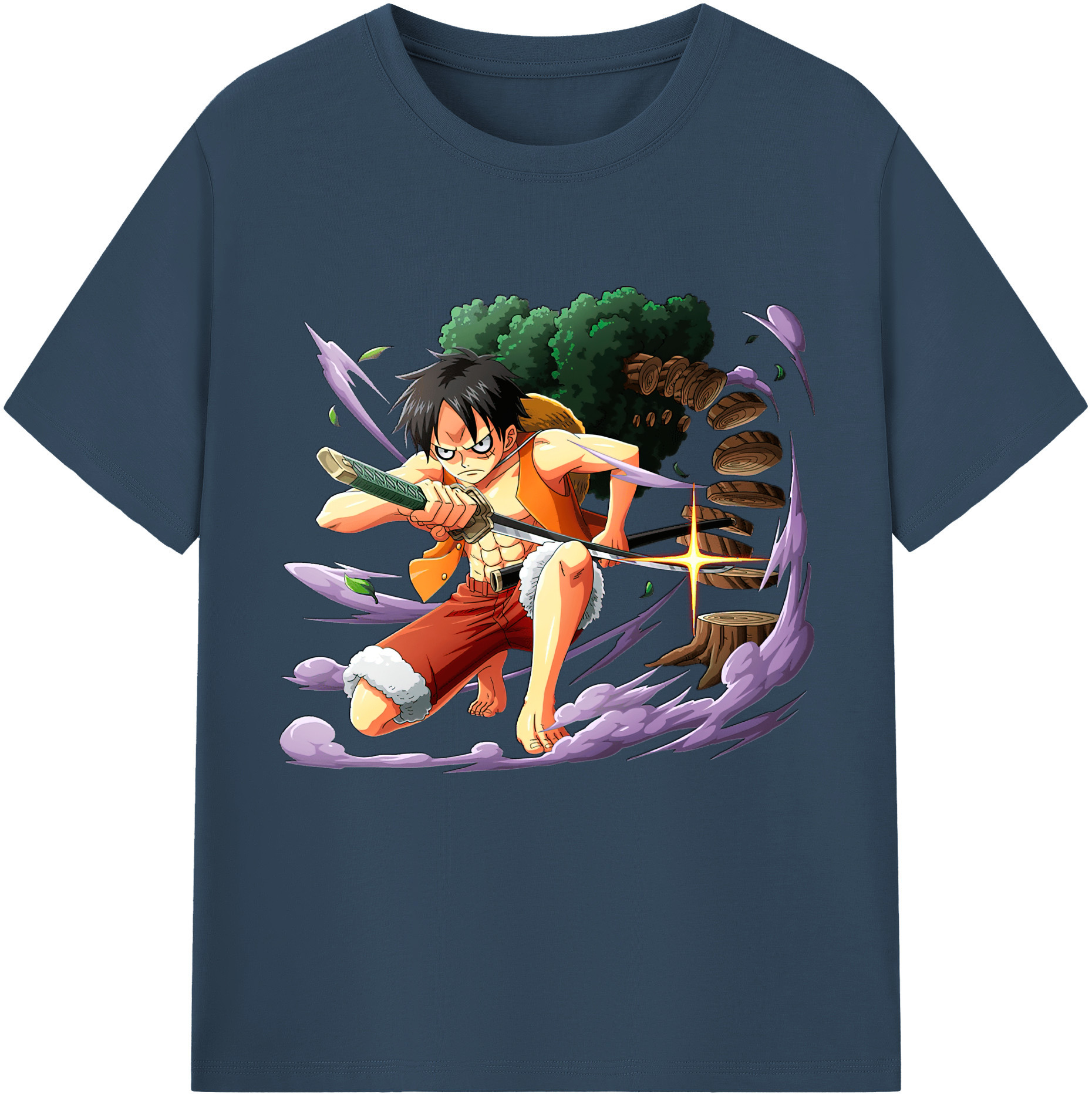 ワンピース モンキー・D・ルフィ ONE PIECE Monkey D. Luffy 綿100％半袖Tシャツ（フロントプリント）