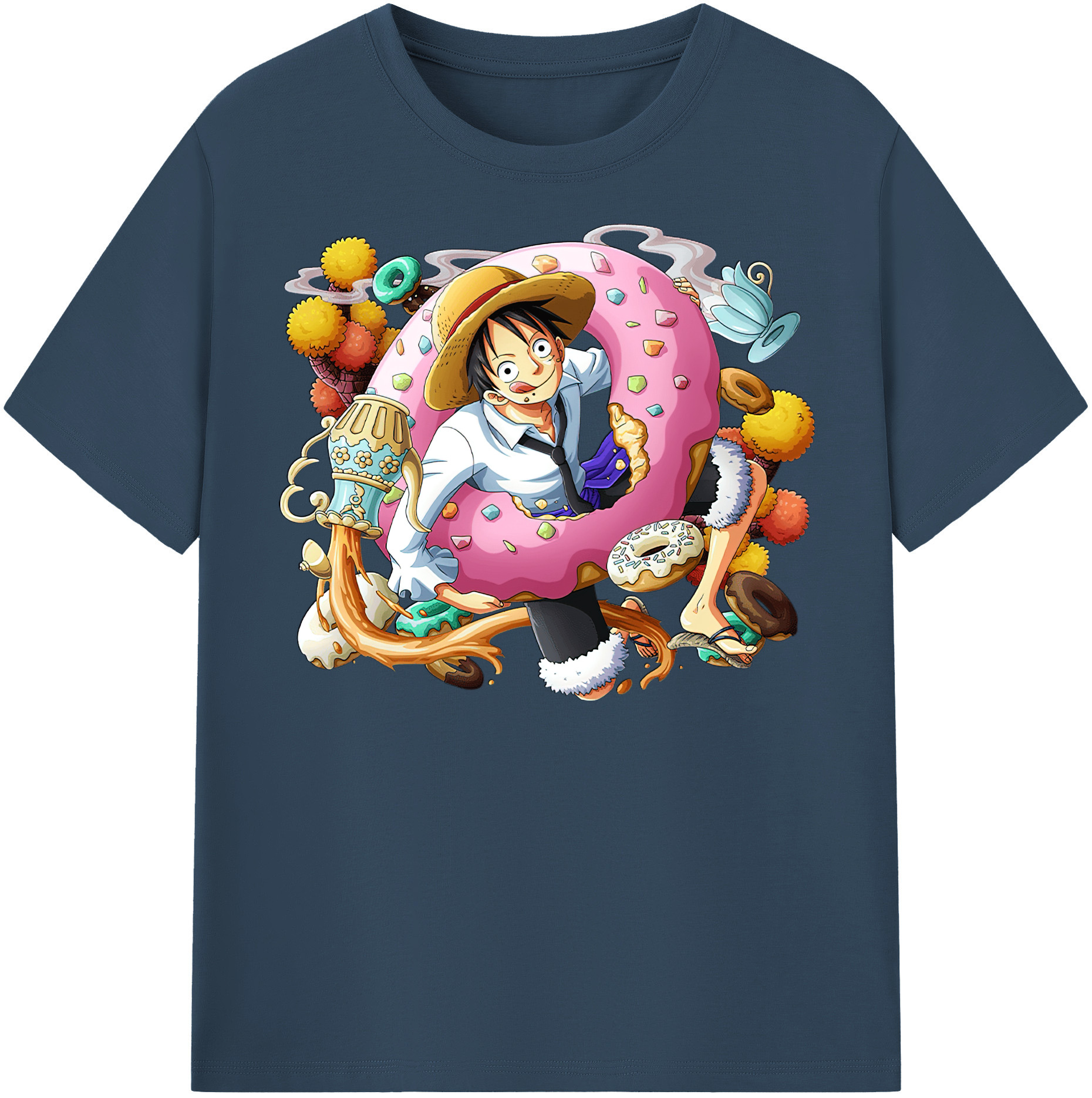 ワンピース モンキー・D・ルフィ ONE PIECE Monkey D. Luffy 綿100％半袖Tシャツ（フロントプリント）