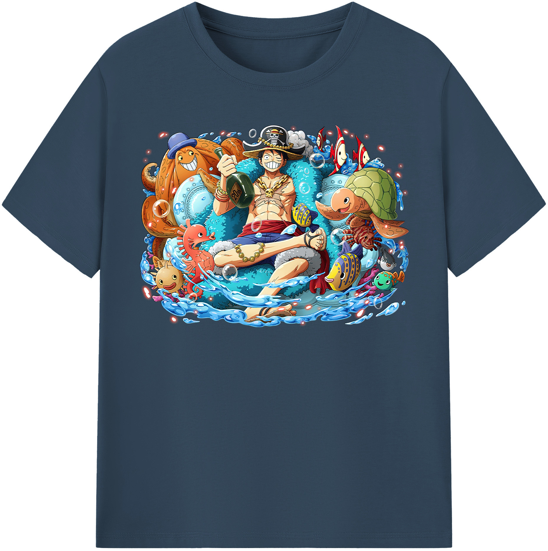 ワンピース モンキー・D・ルフィ ONE PIECE Monkey D. Luffy 綿100％半袖Tシャツ（フロントプリント）