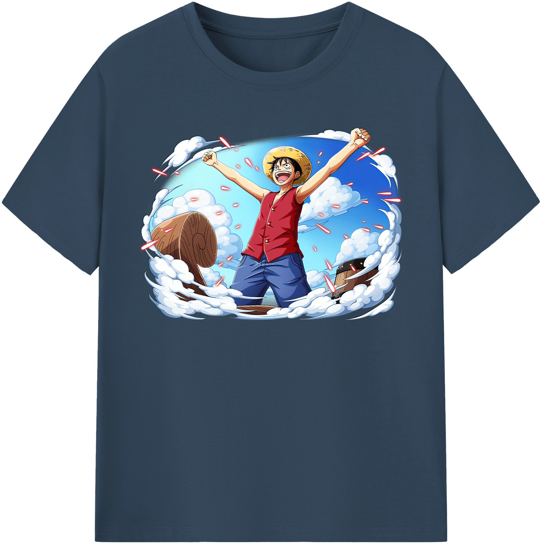 ワンピース モンキー・D・ルフィ ONE PIECE Monkey D. Luffy 綿100％半袖Tシャツ（フロントプリント）