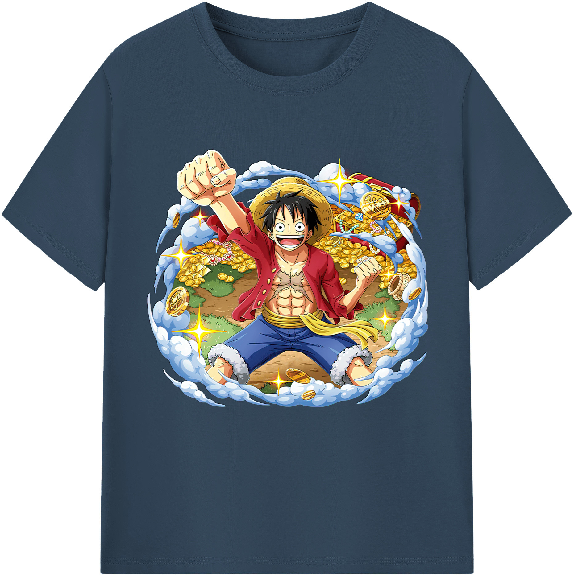 ワンピース モンキー・D・ルフィ ONE PIECE Monkey D. Luffy 綿100％半袖Tシャツ（フロントプリント）