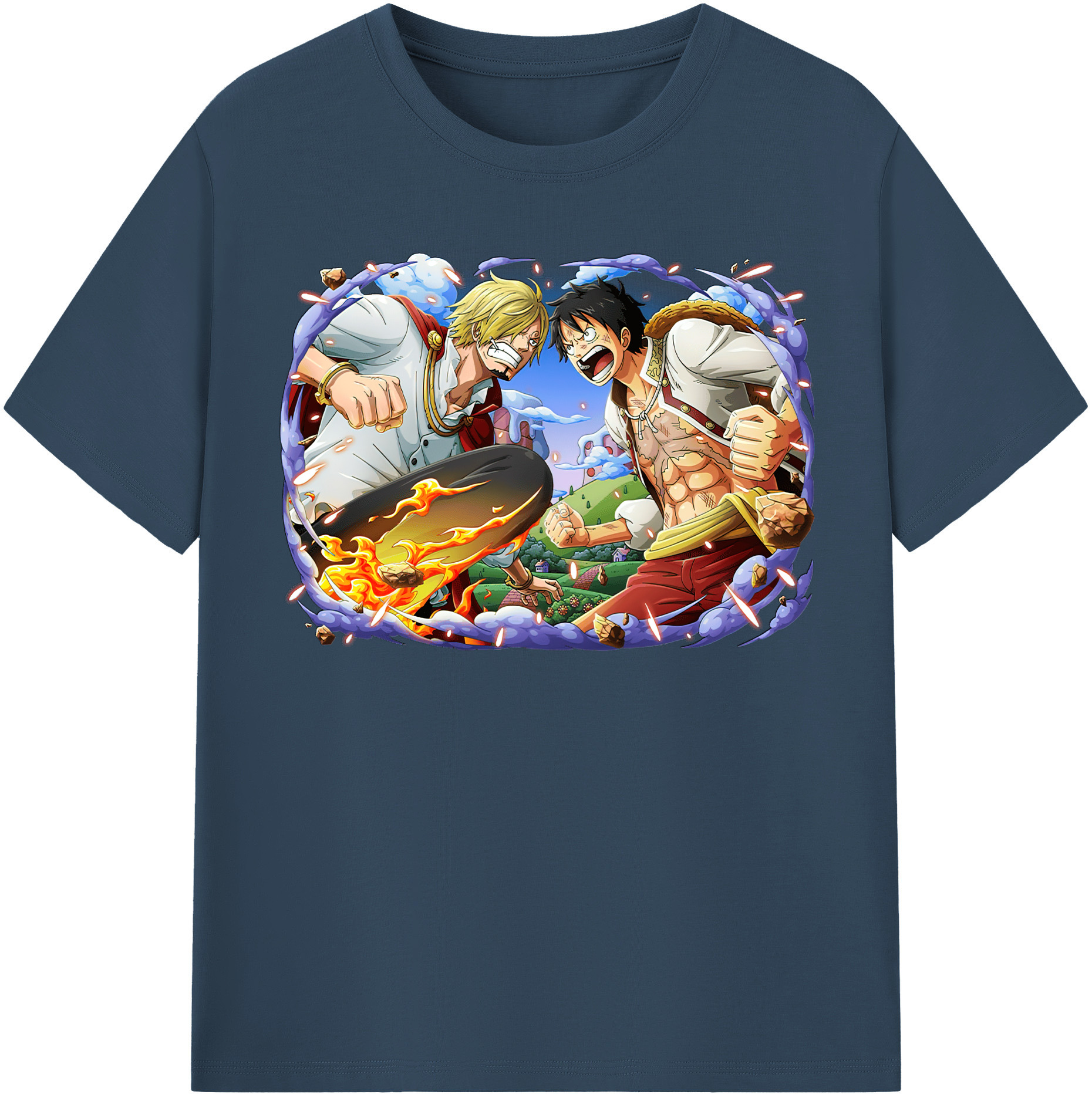 ワンピース モンキー・D・ルフィ ONE PIECE Monkey D. Luffy 綿100％半袖Tシャツ（フロントプリント）