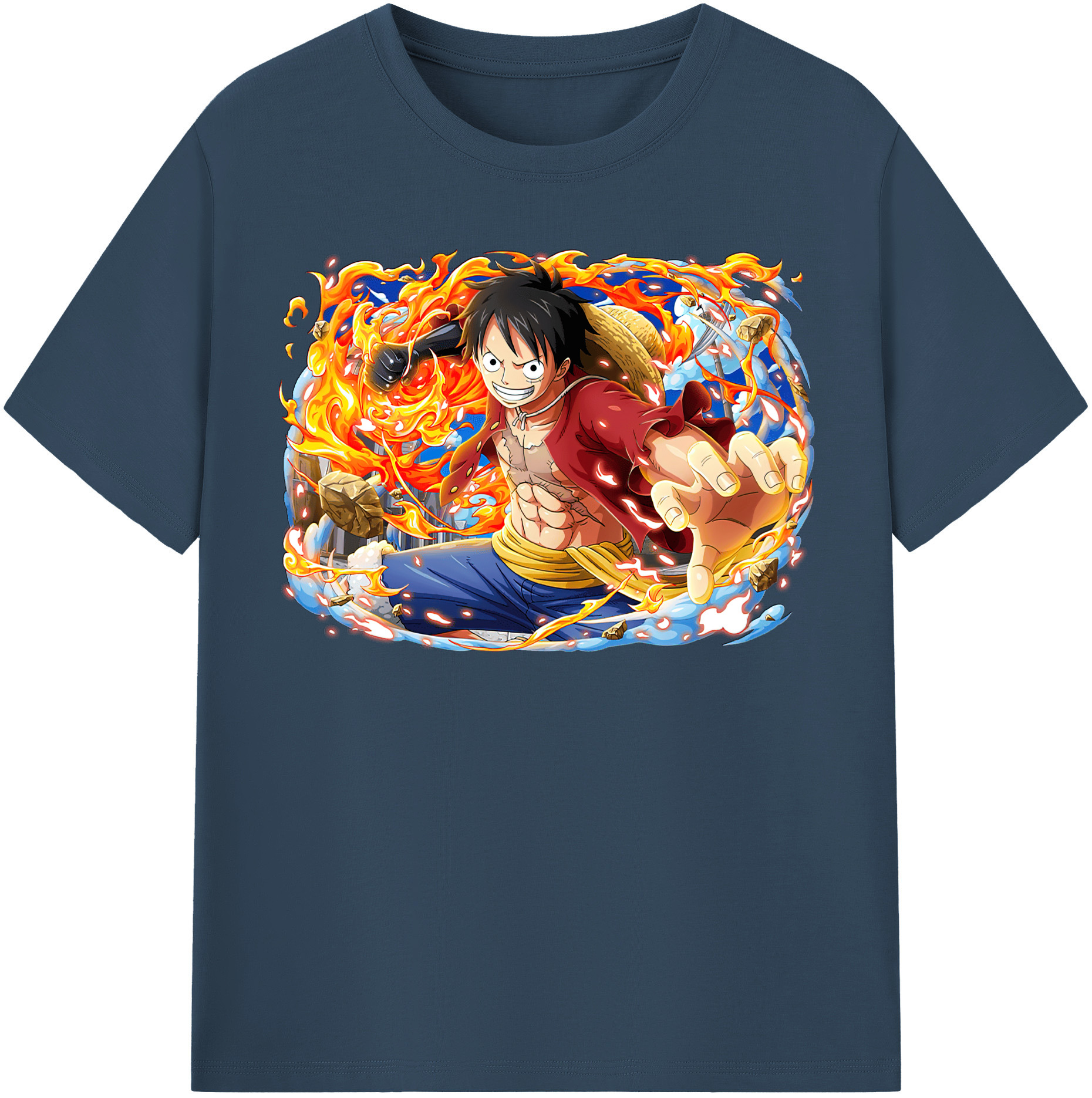 ワンピース モンキー・D・ルフィ ONE PIECE Monkey D. Luffy 綿100％半袖Tシャツ（フロントプリント）