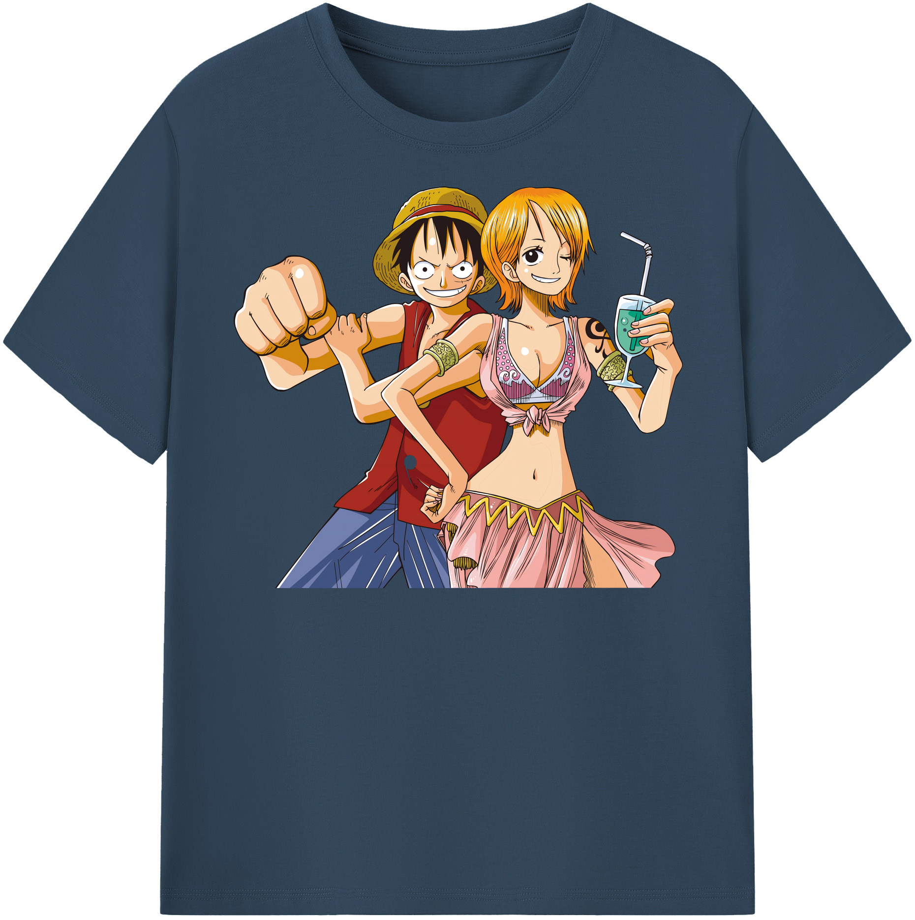 ワンピース モンキー・D・ルフィ ONE PIECE Monkey D. Luffy 綿100％半袖Tシャツ（フロントプリント）