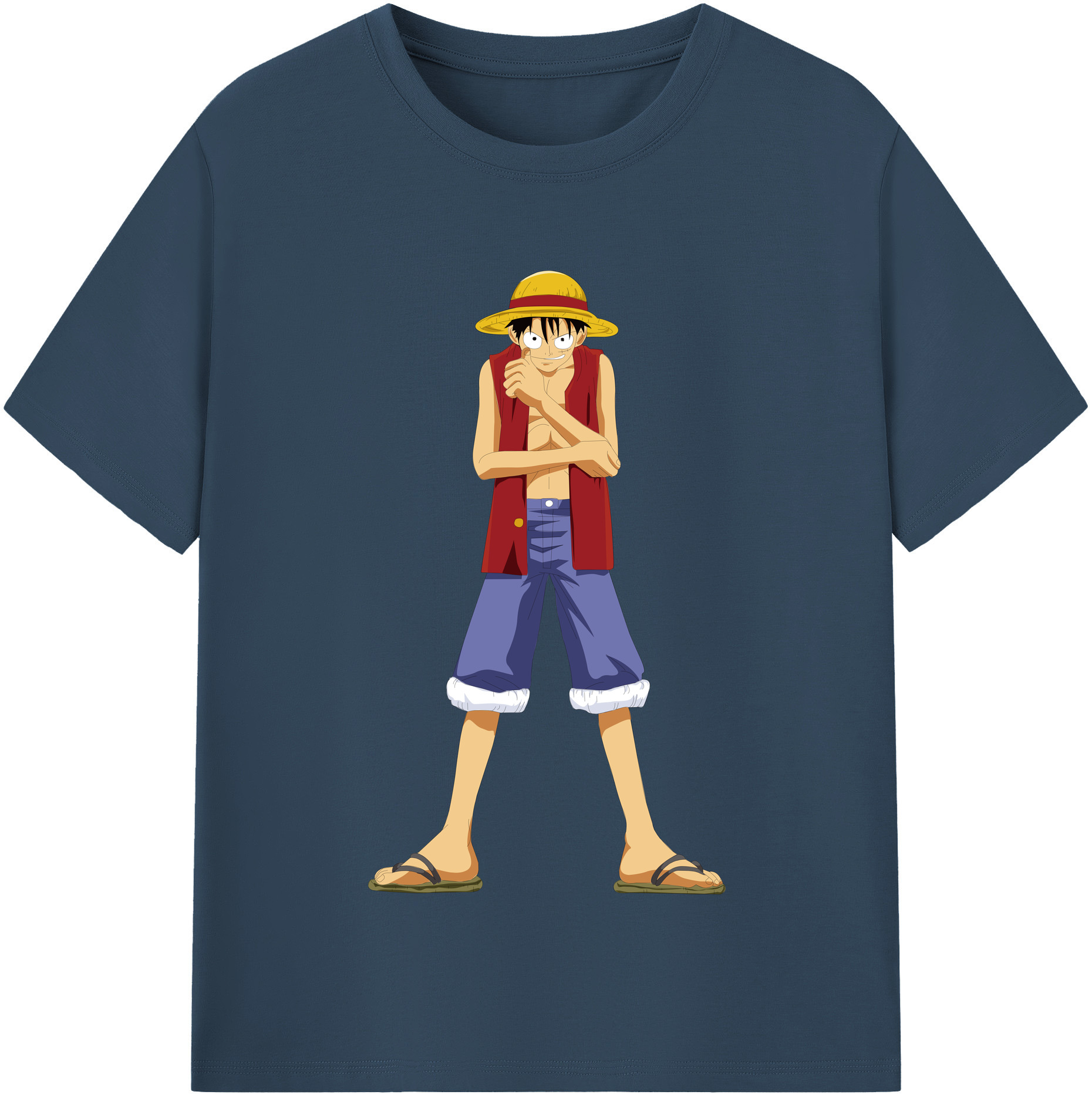 ワンピース モンキー・D・ルフィ ONE PIECE Monkey D. Luffy 綿100％半袖Tシャツ（フロントプリント）