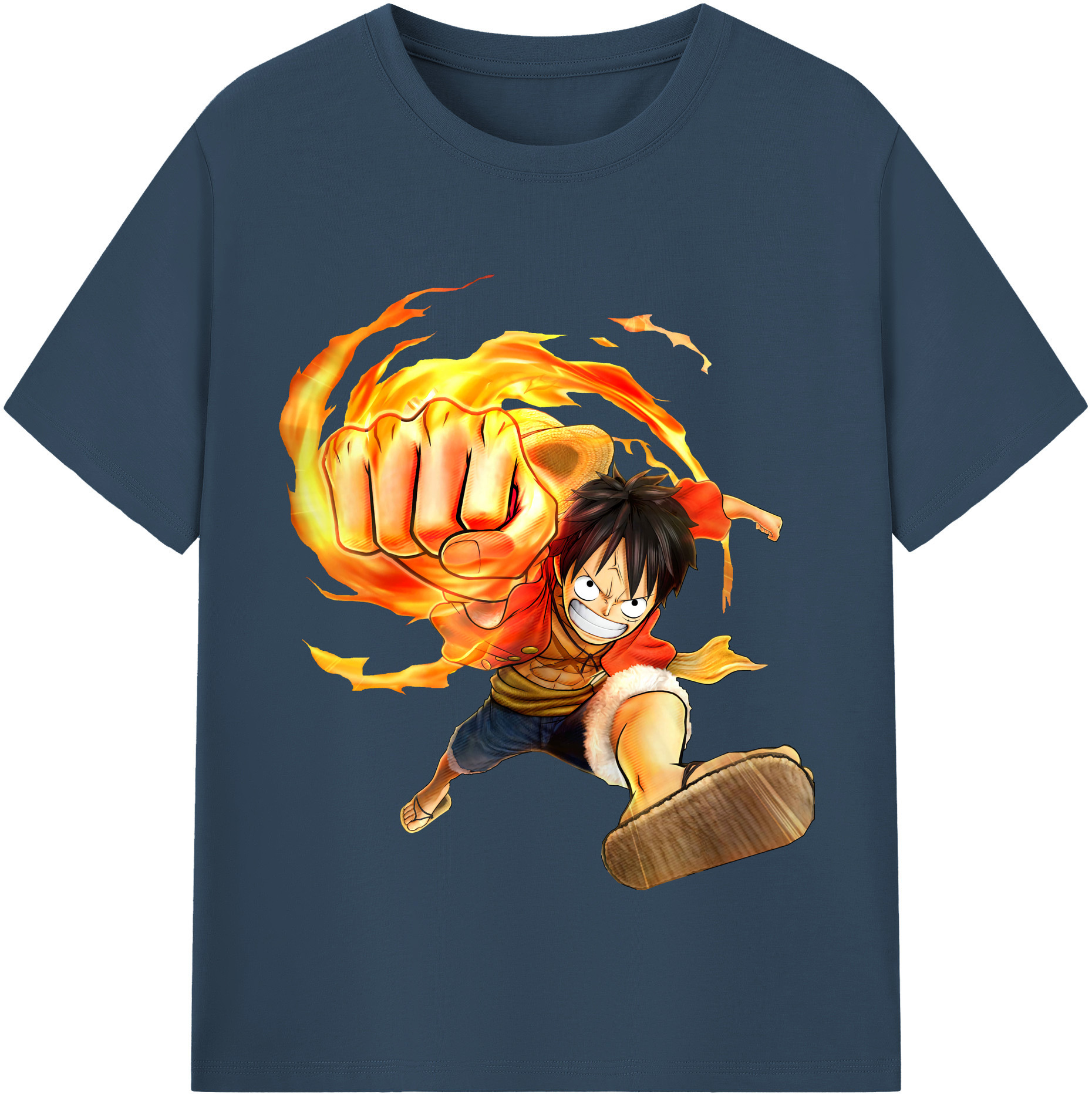 ワンピース モンキー・D・ルフィ ONE PIECE Monkey D. Luffy 綿100％半袖Tシャツ（フロントプリント）
