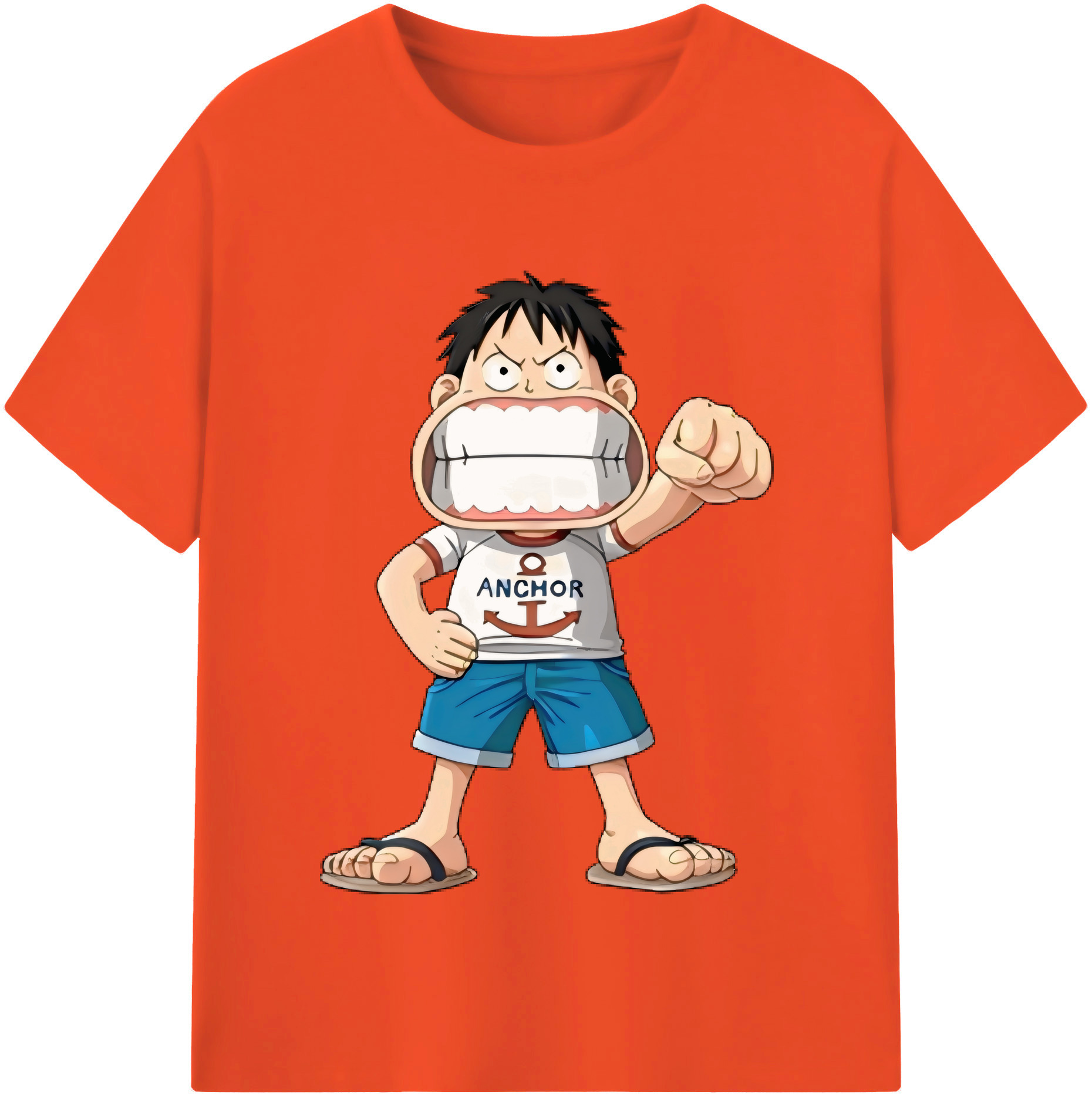 ワンピース モンキー・D・ルフィ ONE PIECE Monkey D. Luffy 綿100％半袖Tシャツ（フロントプリント）