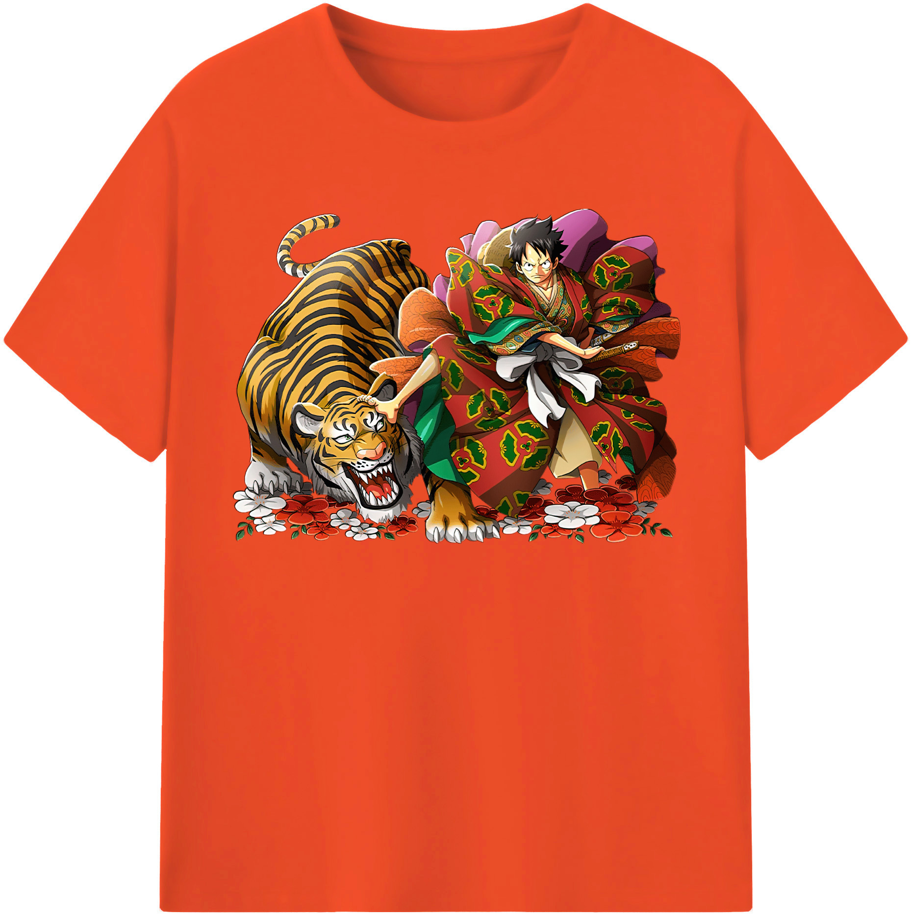ワンピース モンキー・D・ルフィ ONE PIECE Monkey D. Luffy 綿100％半袖Tシャツ（フロントプリント）