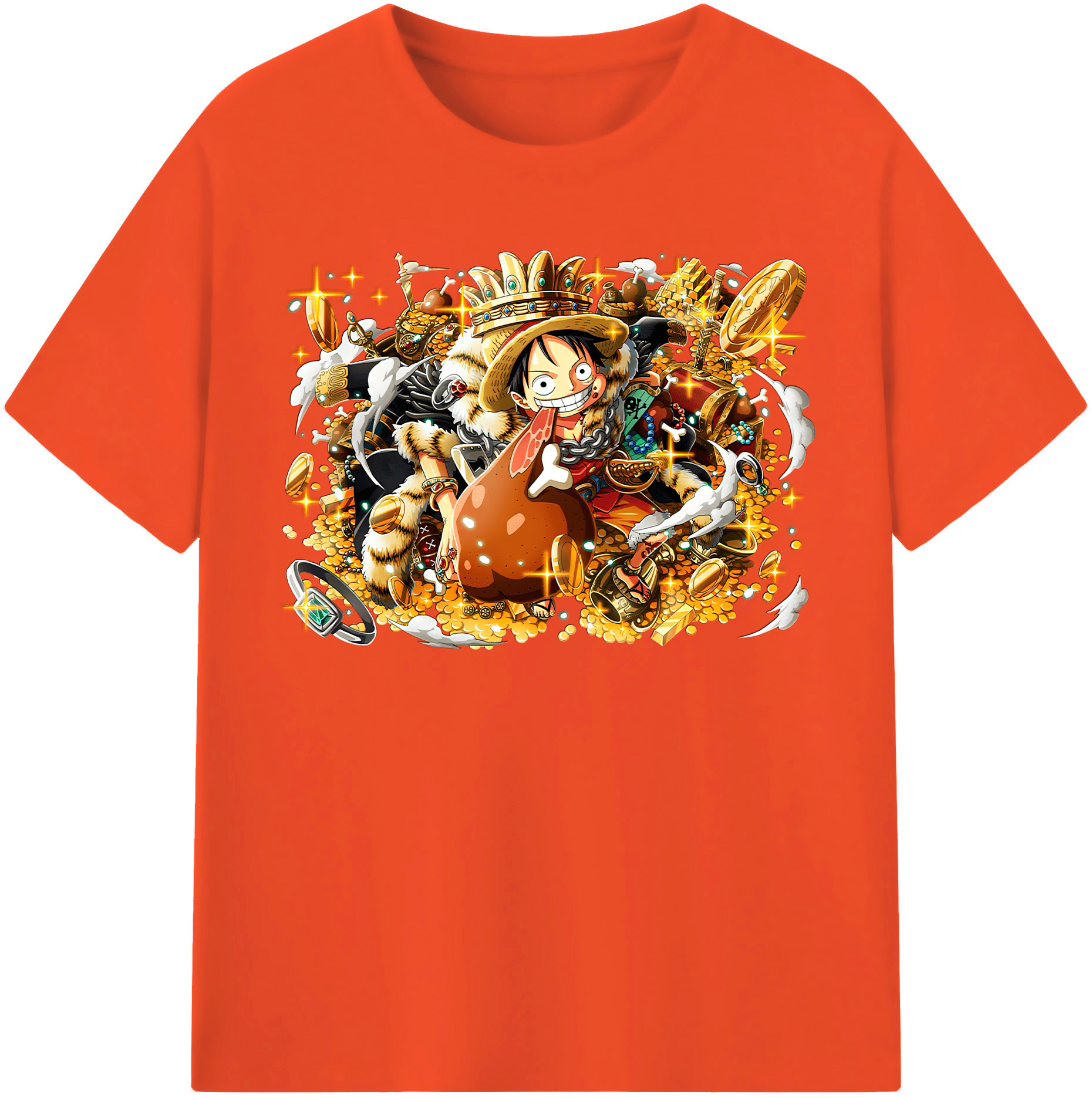 ワンピース モンキー・D・ルフィ ONE PIECE Monkey D. Luffy 綿100％半袖Tシャツ（フロントプリント）