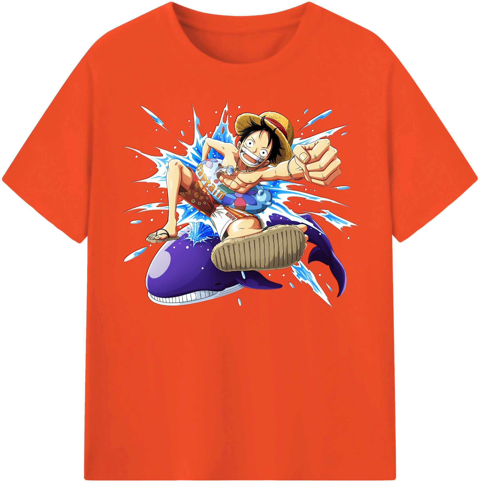 ワンピース モンキー・D・ルフィ ONE PIECE Monkey D. Luffy 綿100％半袖Tシャツ（フロントプリント）