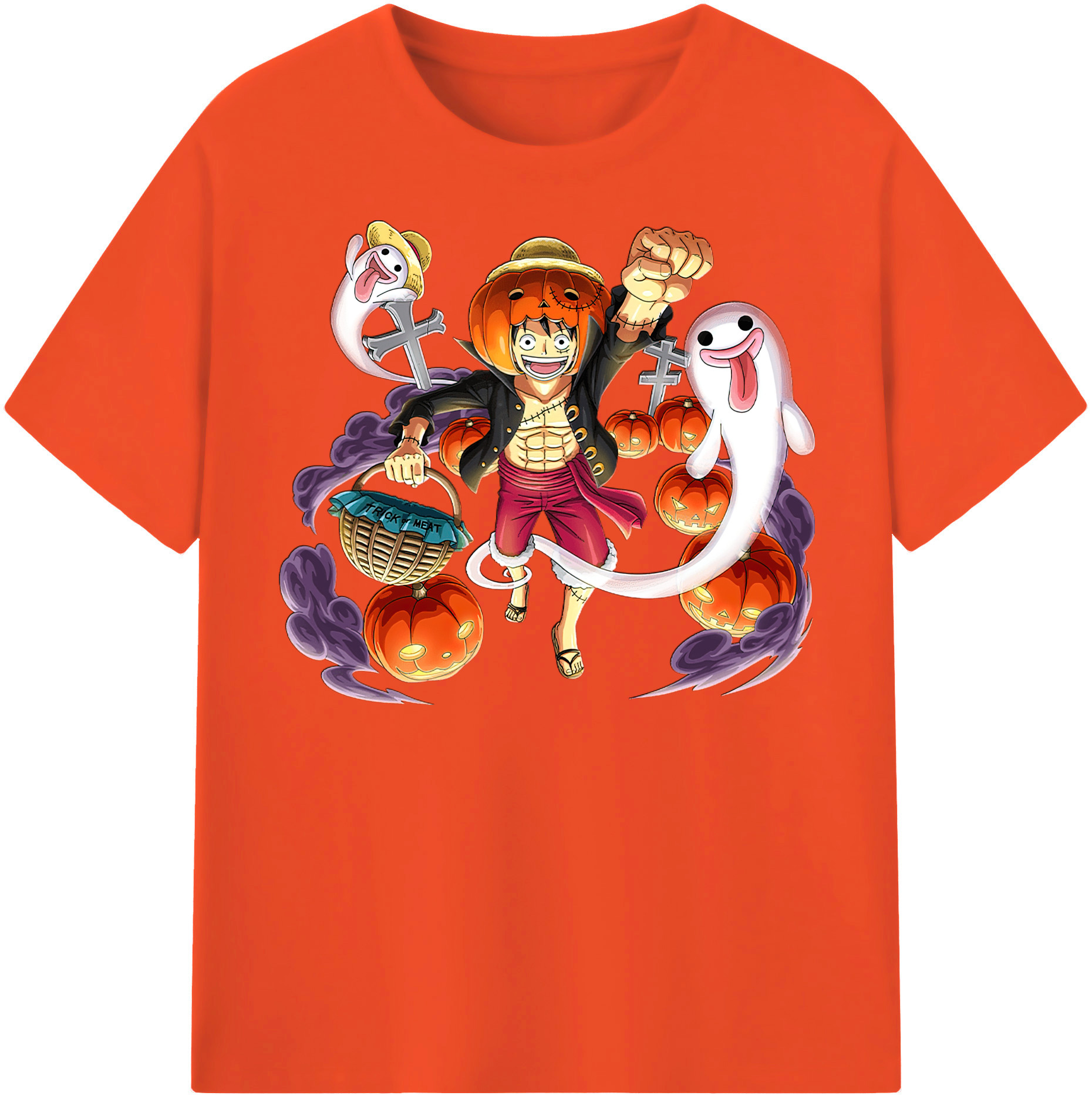 ワンピース モンキー・D・ルフィ ONE PIECE Monkey D. Luffy 綿100％半袖Tシャツ（フロントプリント）