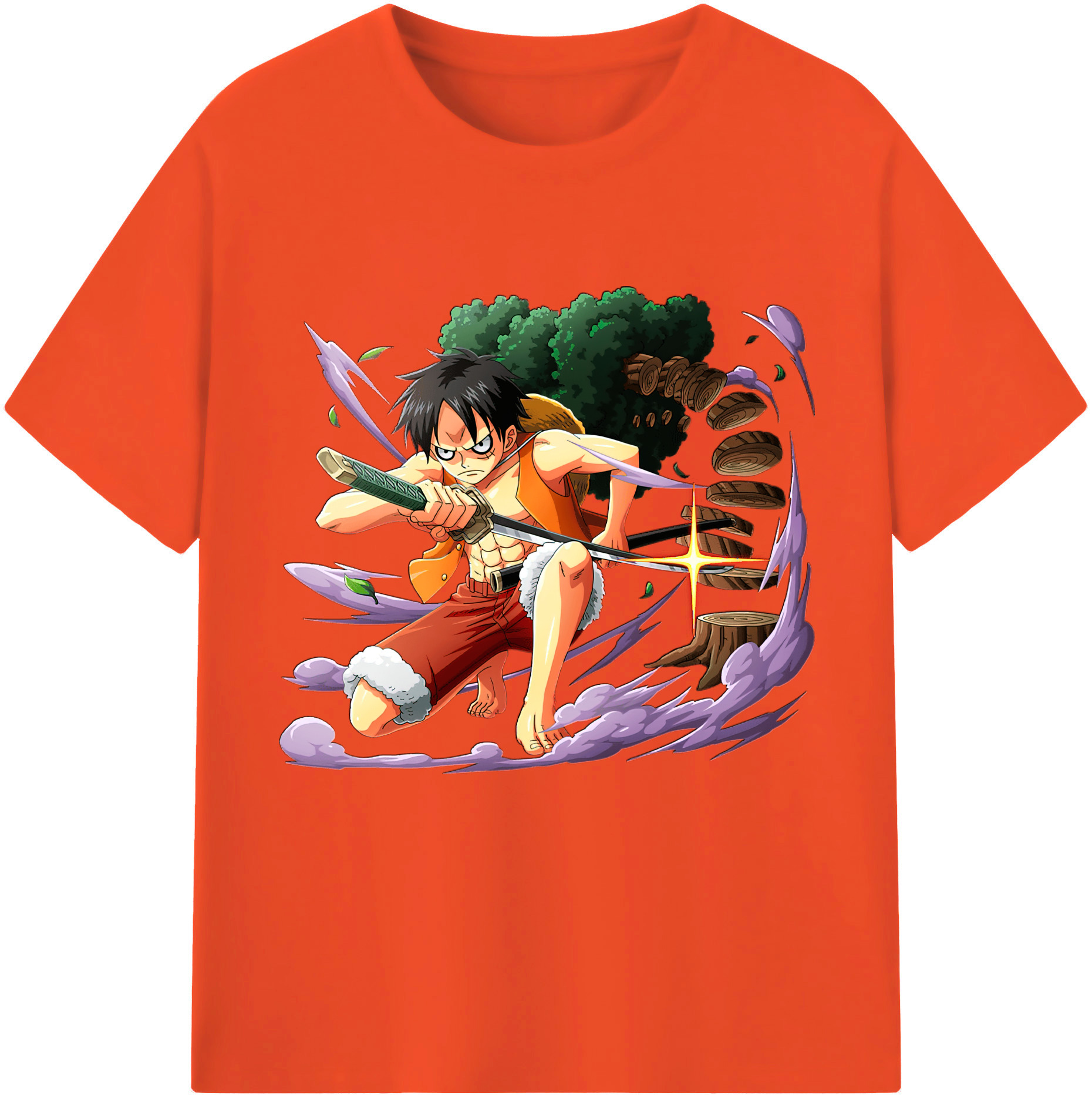 ワンピース モンキー・D・ルフィ ONE PIECE Monkey D. Luffy 綿100％半袖Tシャツ（フロントプリント）
