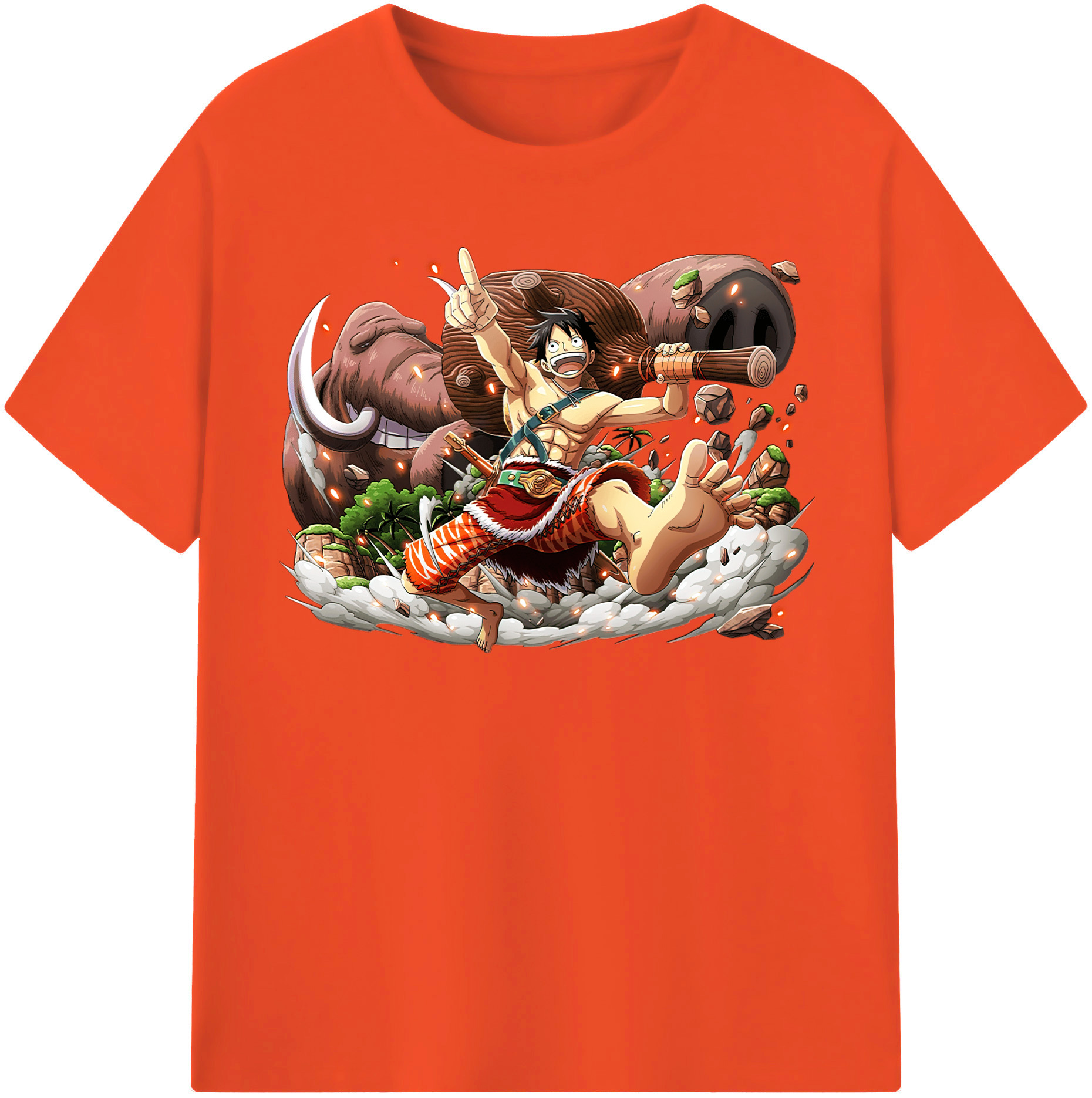 ワンピース モンキー・D・ルフィ ONE PIECE Monkey D. Luffy 綿100％半袖Tシャツ（フロントプリント）